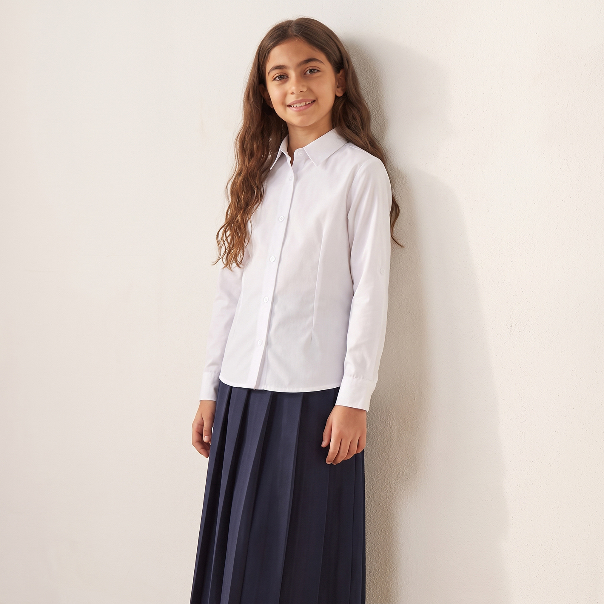 White School Shirt with Collar - Girls-girls-clothing-schoolwear-blousesandshirts-image-4