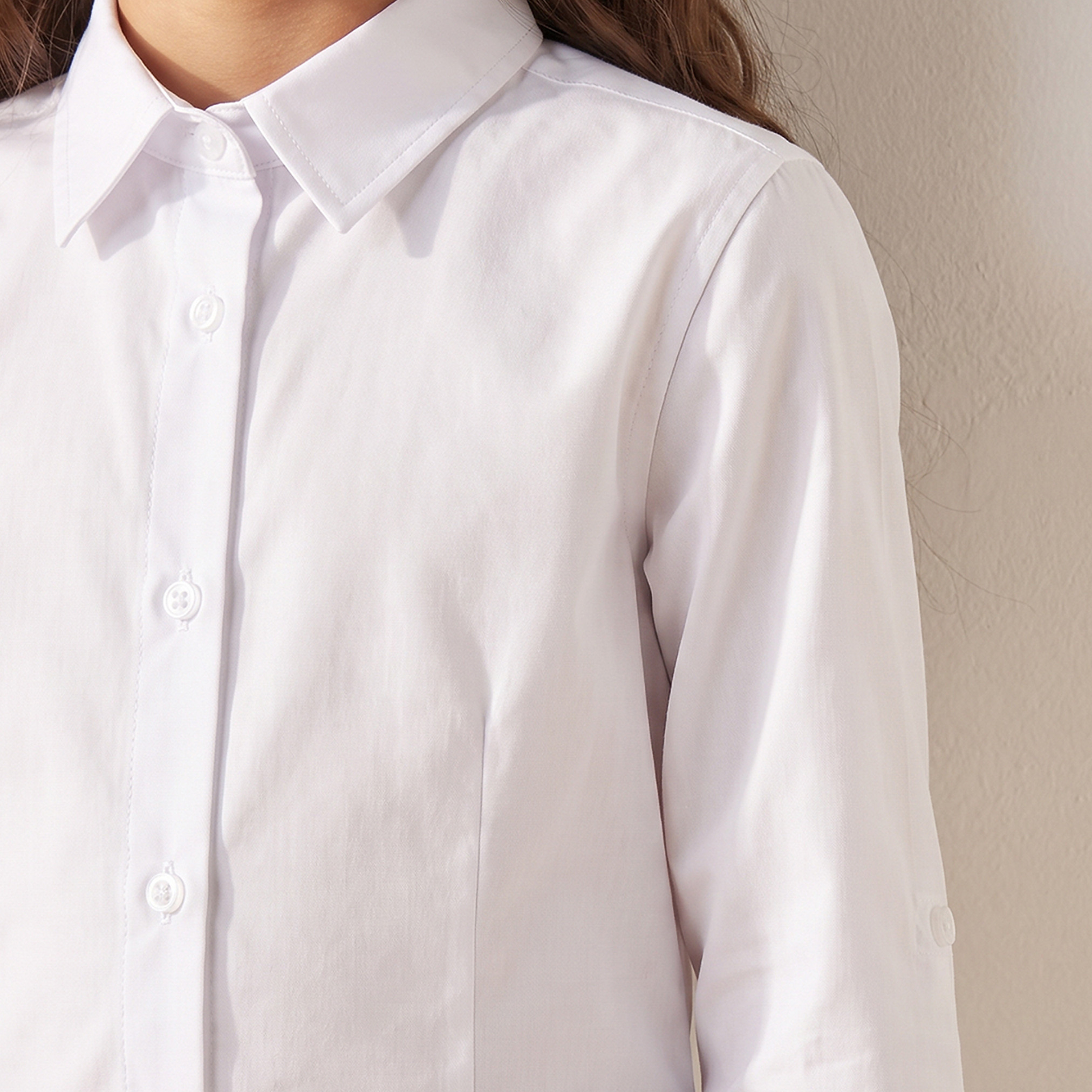 White School Shirt with Collar - Girls-girls-clothing-schoolwear-blousesandshirts-image-5