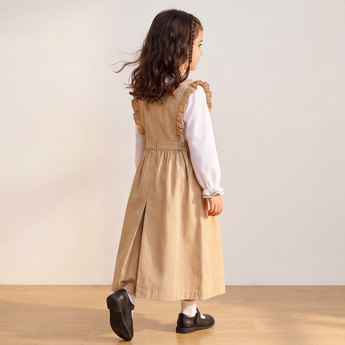 Pleated School Pinafore with Peter Pan Collar - Girls-girls-clothing-schoolwear-dresses-image-2