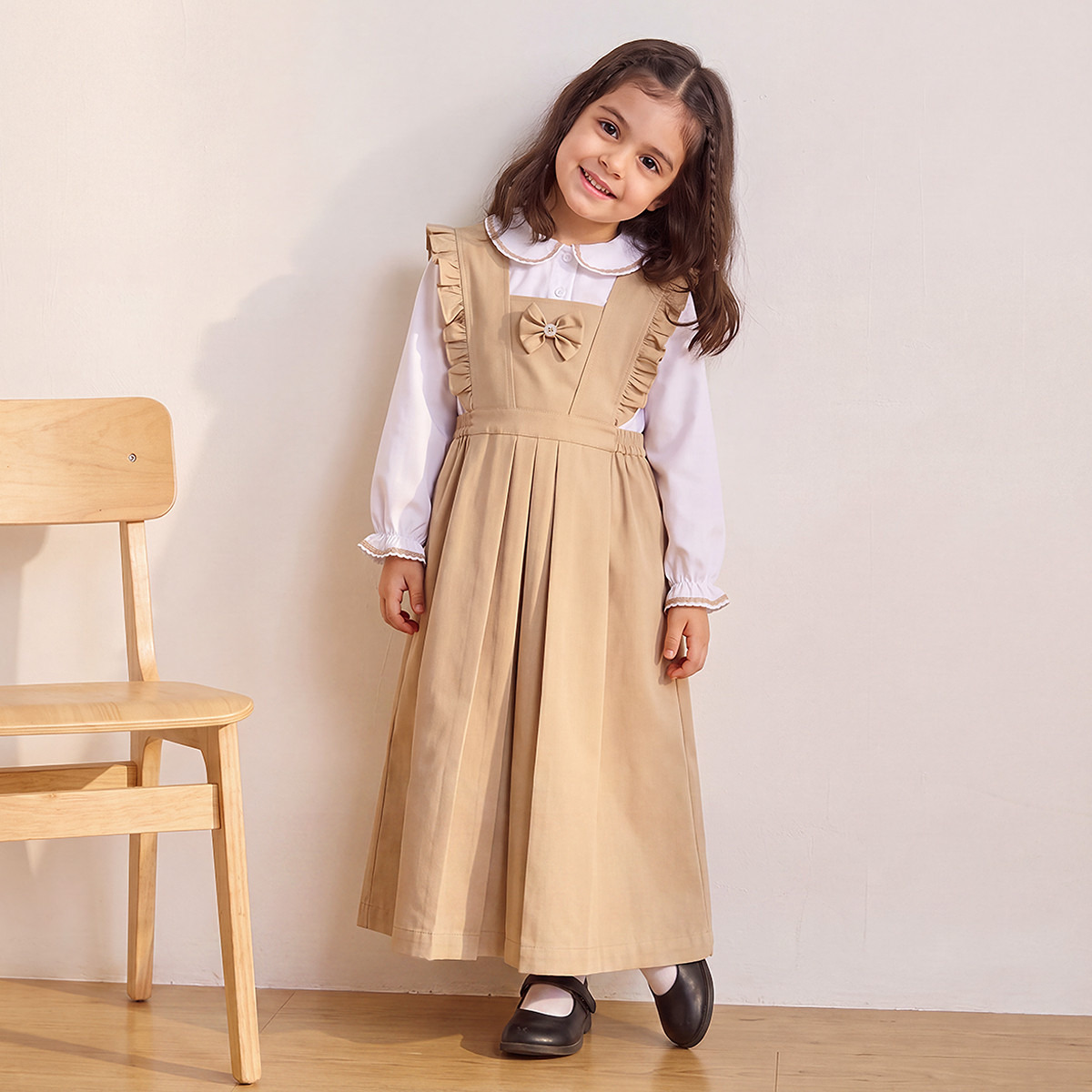 Pleated School Pinafore with Peter Pan Collar - Girls-girls-clothing-schoolwear-dresses-image-3