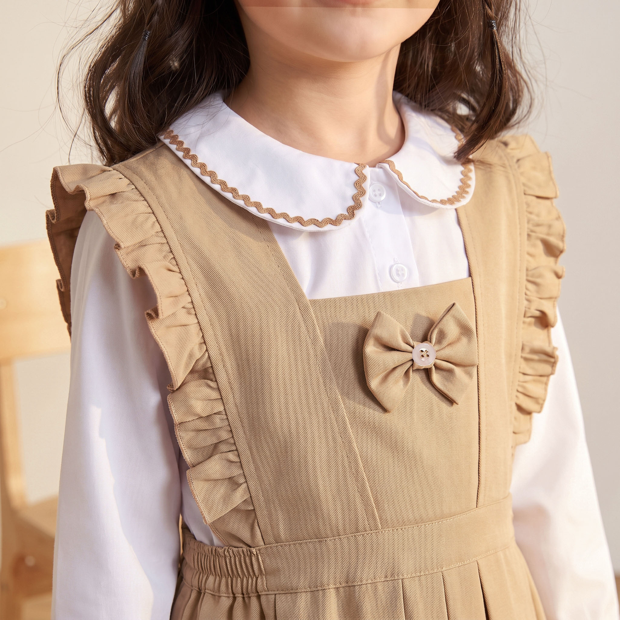 Pleated School Pinafore with Peter Pan Collar - Girls-girls-clothing-schoolwear-dresses-image-4