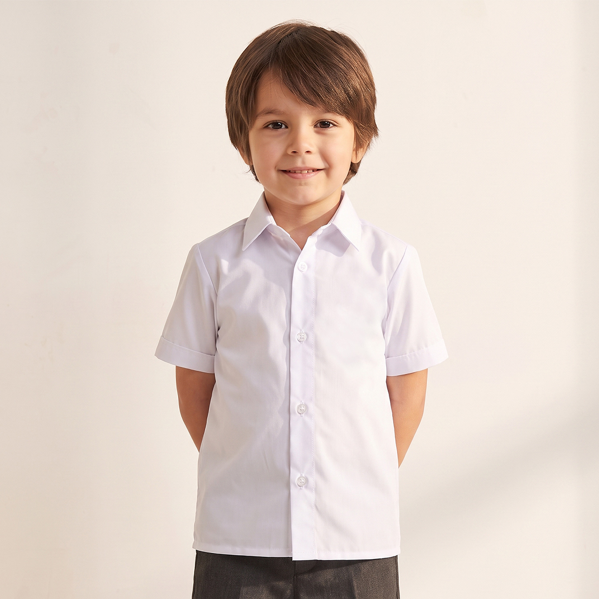 White School Shirt with Spread Collar - Girls-girls-clothing-schoolwear-blousesandshirts-image-1