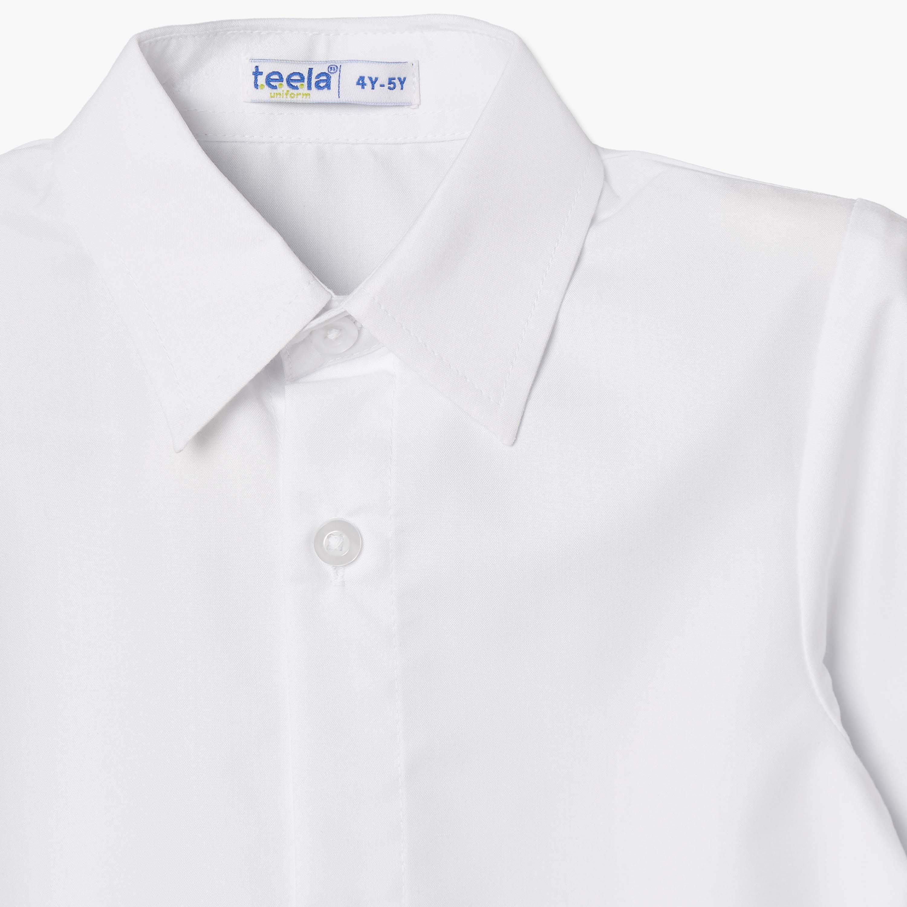 White School Shirt with Spread Collar - Girls-girls-clothing-schoolwear-blousesandshirts-image-3