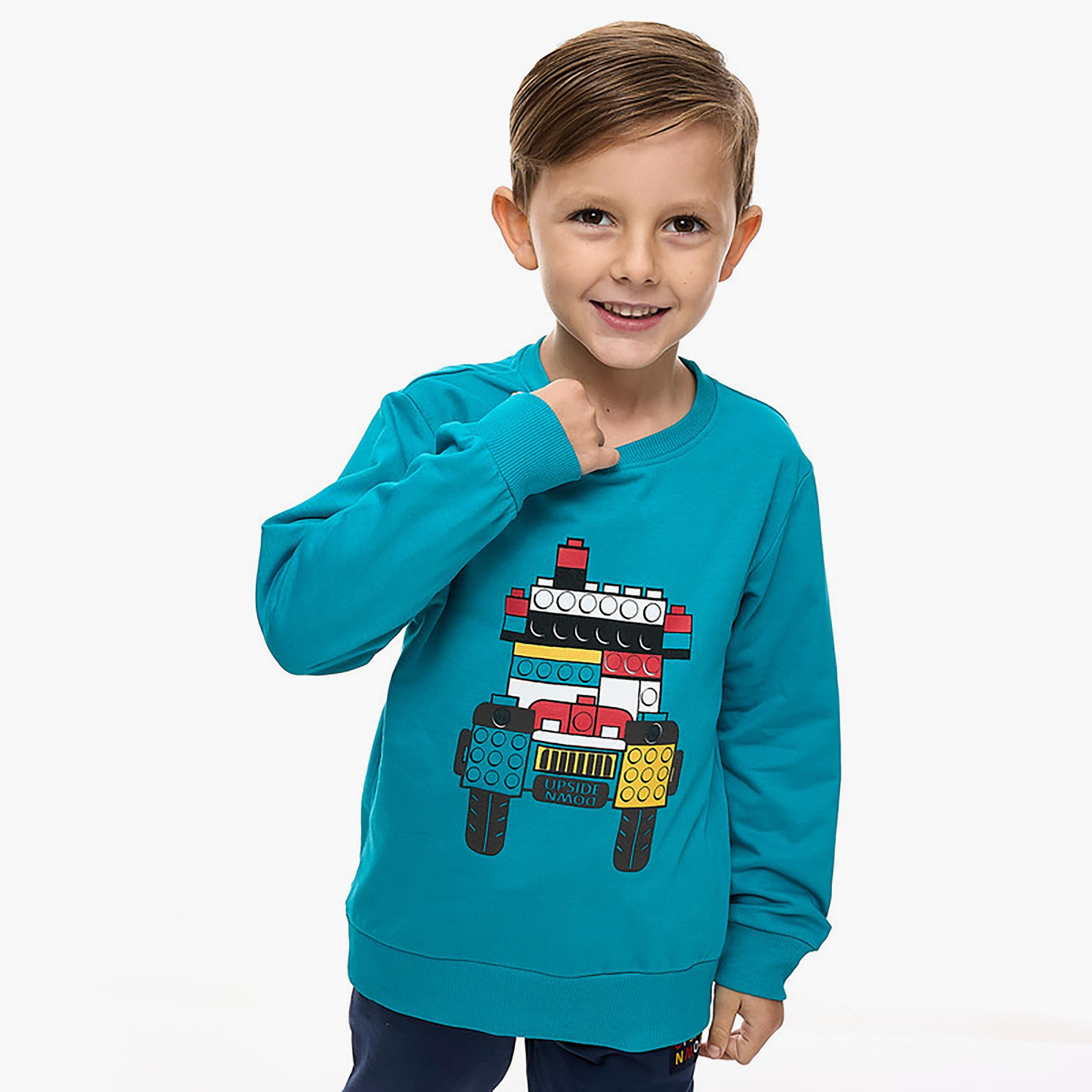 تي شيرت مطبوع بأكمام طويلة مع بنطال ركض قطعتين من فيكتور اند جين-baby-boys-clothing-winterwear-setsandcoords-image-4