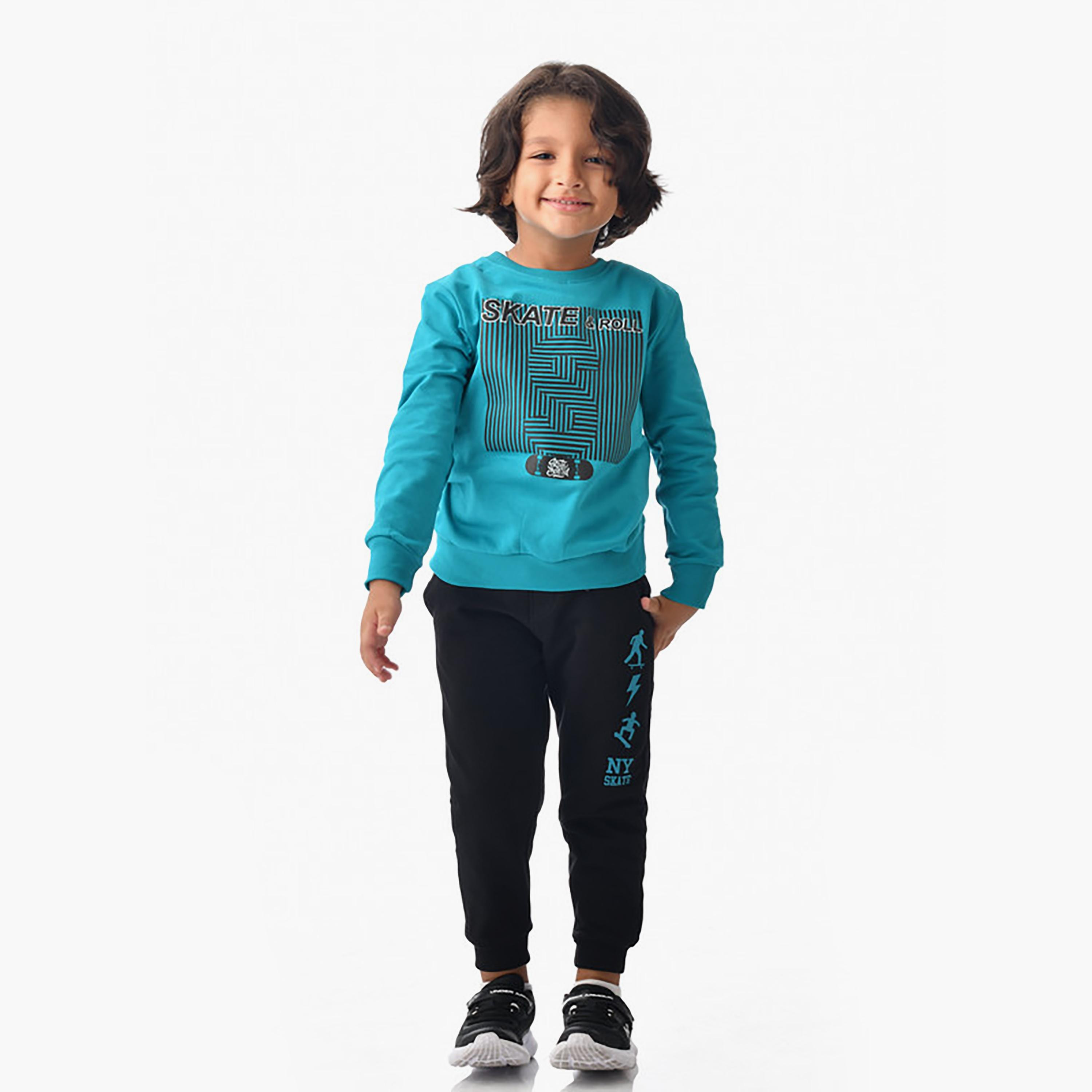 Victor and Jane 2-Piece Printed Long Sleeves Sweatshirt with Joggers-baby-boys-clothing-winterwear-setsandcoords-image-1