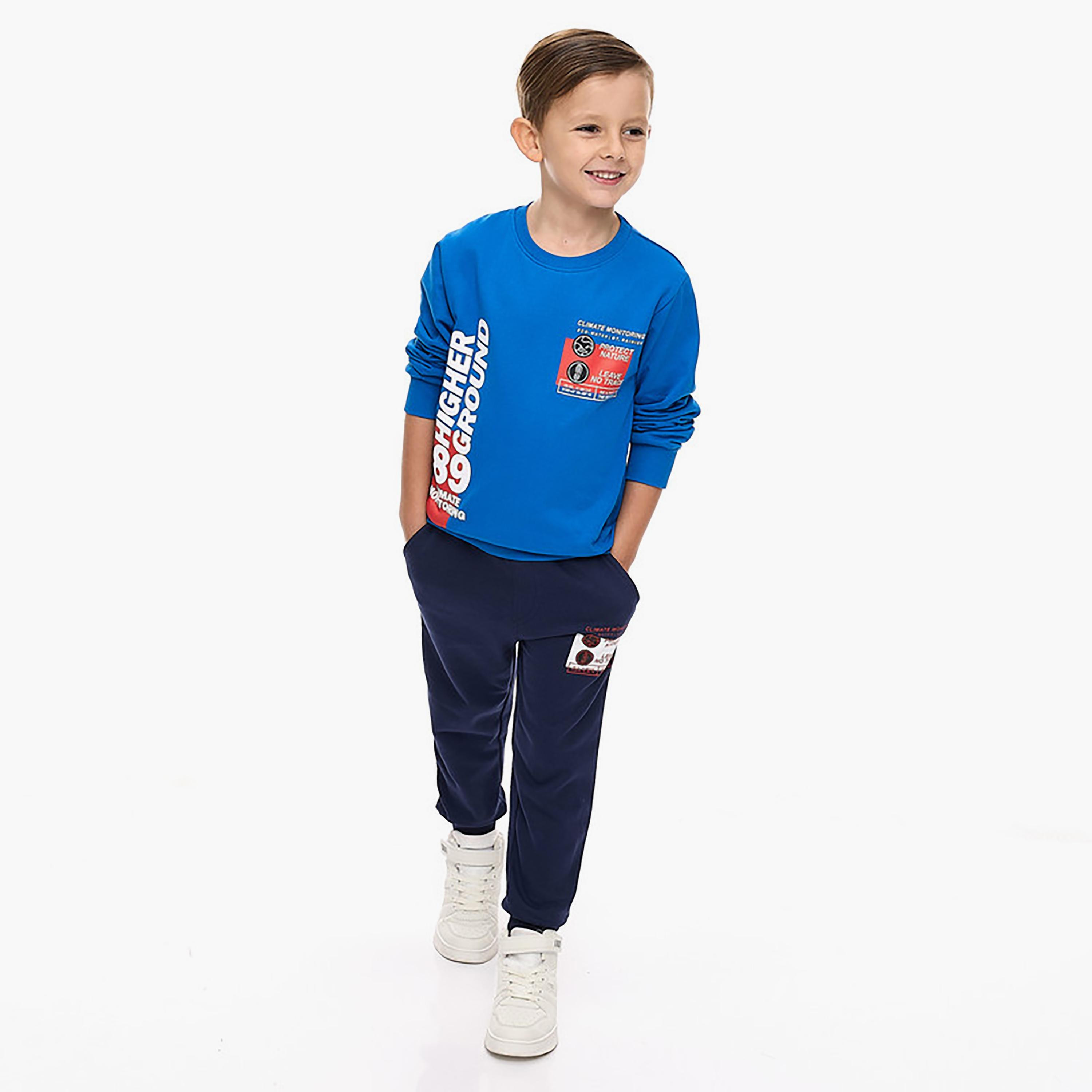 سويت شيرت بأكمام طويلة مطبوع  مع بنطال ركض قطعتين من فيكتور اند جين-baby-boys-clothing-winterwear-setsandcoords-image-1