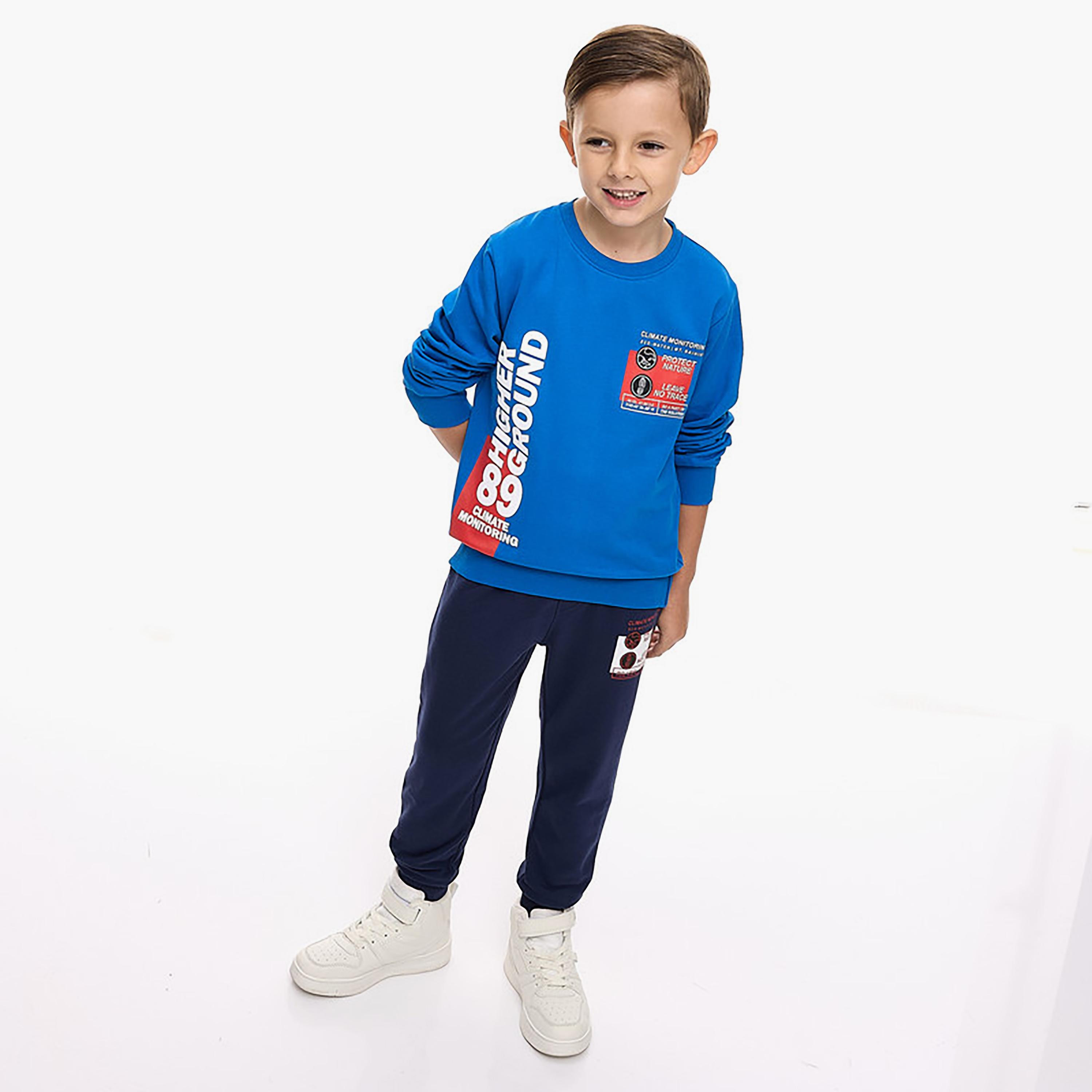 سويت شيرت بأكمام طويلة مطبوع  مع بنطال ركض قطعتين من فيكتور اند جين-baby-boys-clothing-winterwear-setsandcoords-image-2