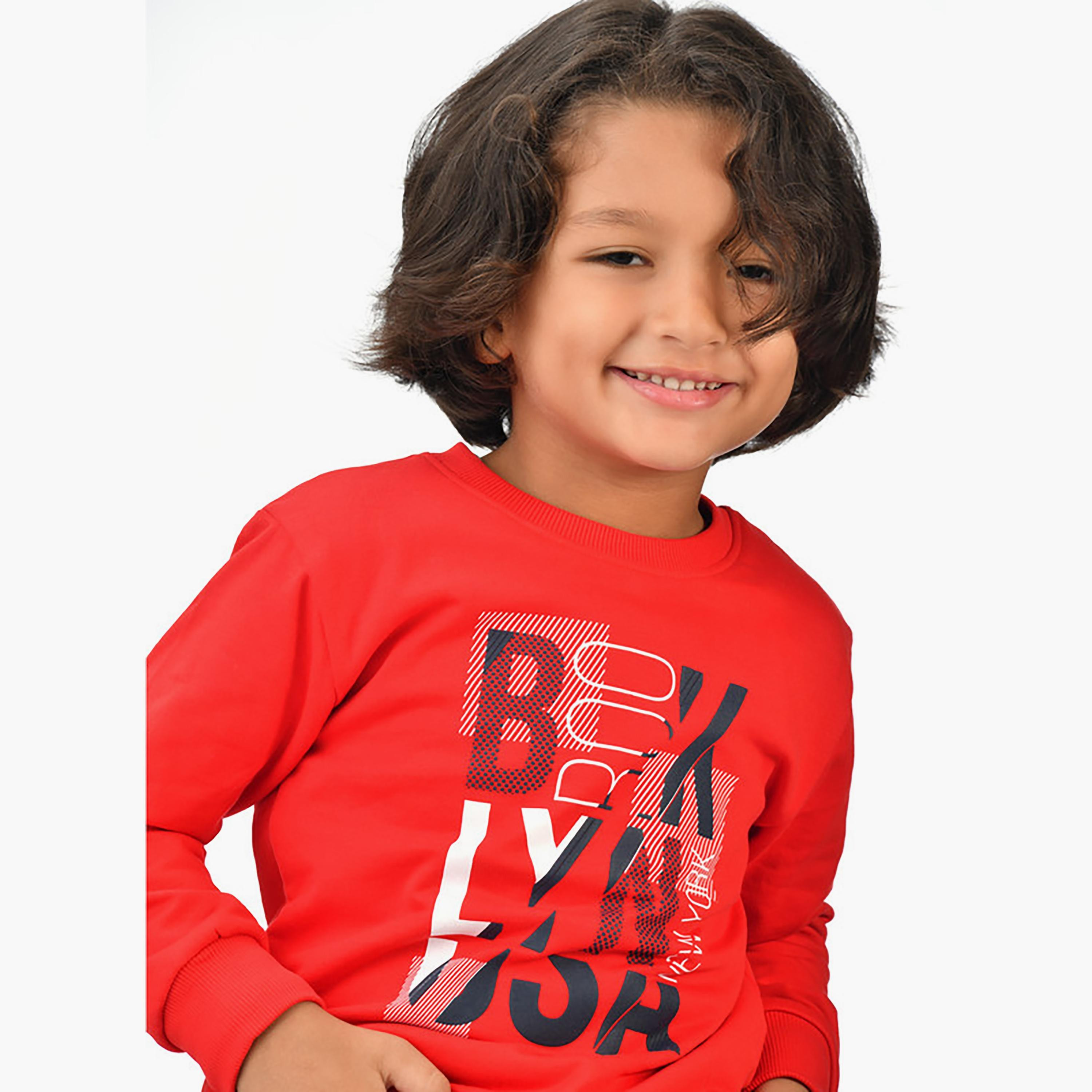سويت شيرت بأكمام طويلة مطبوع  مع بنطال ركض قطعتين من فيكتور اند جين-baby-boys-clothing-winterwear-setsandcoords-image-6