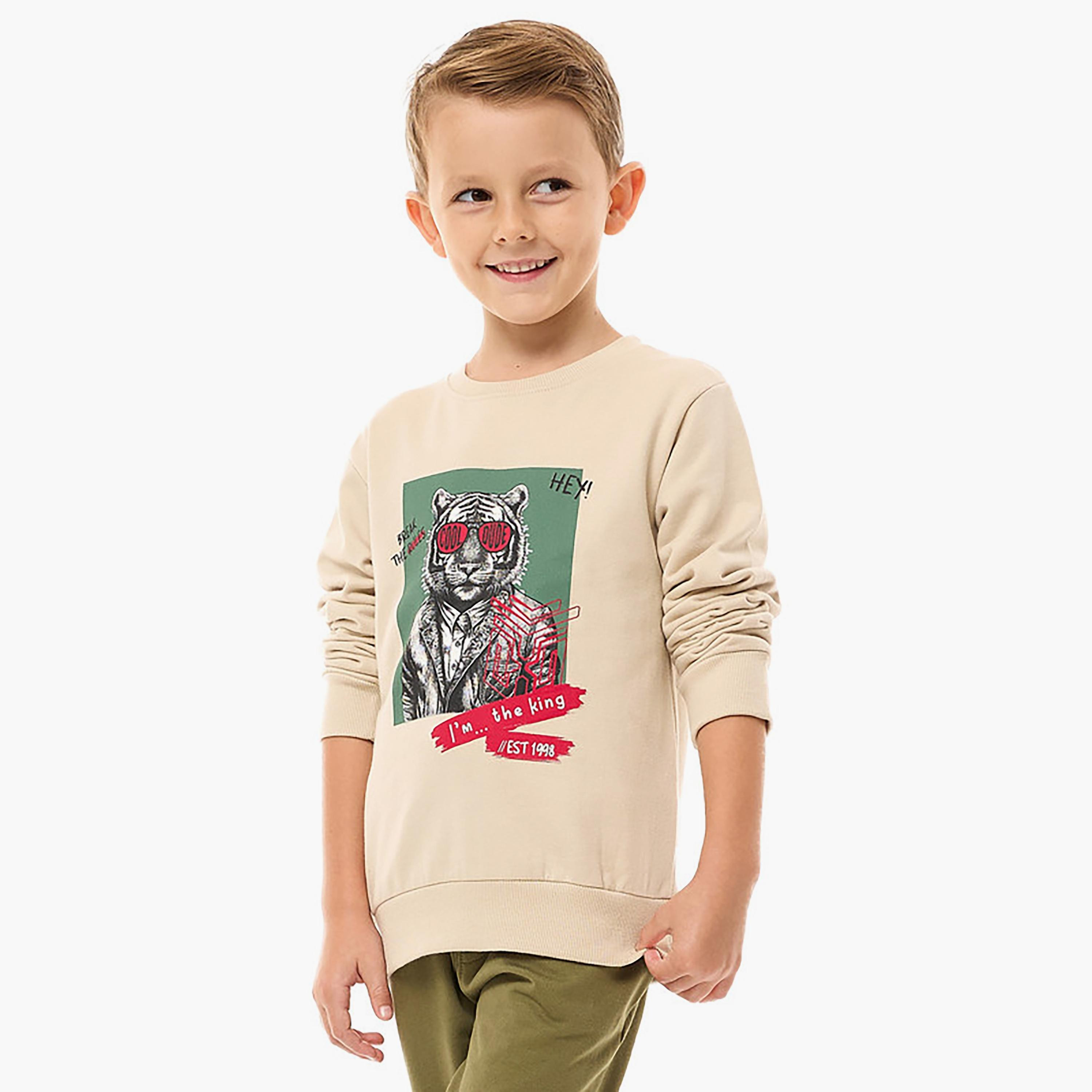 سويت شيرت بأكمام طويلة مطبوع  مع بنطال ركض قطعتين من فيكتور اند جين-boys-clothing-setsandcoords-image-1