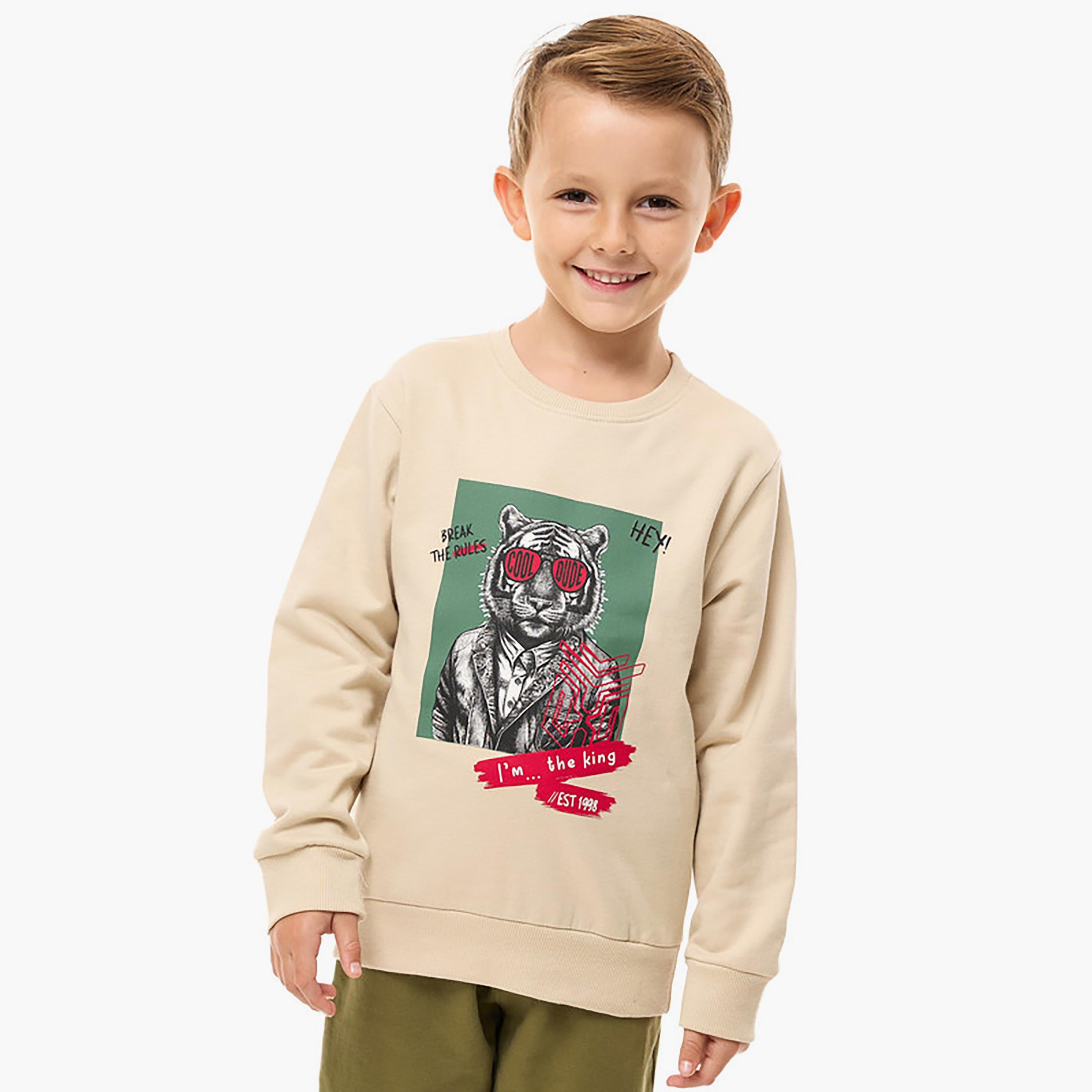 سويت شيرت بأكمام طويلة مطبوع  مع بنطال ركض قطعتين من فيكتور اند جين-boys-clothing-setsandcoords-image-2