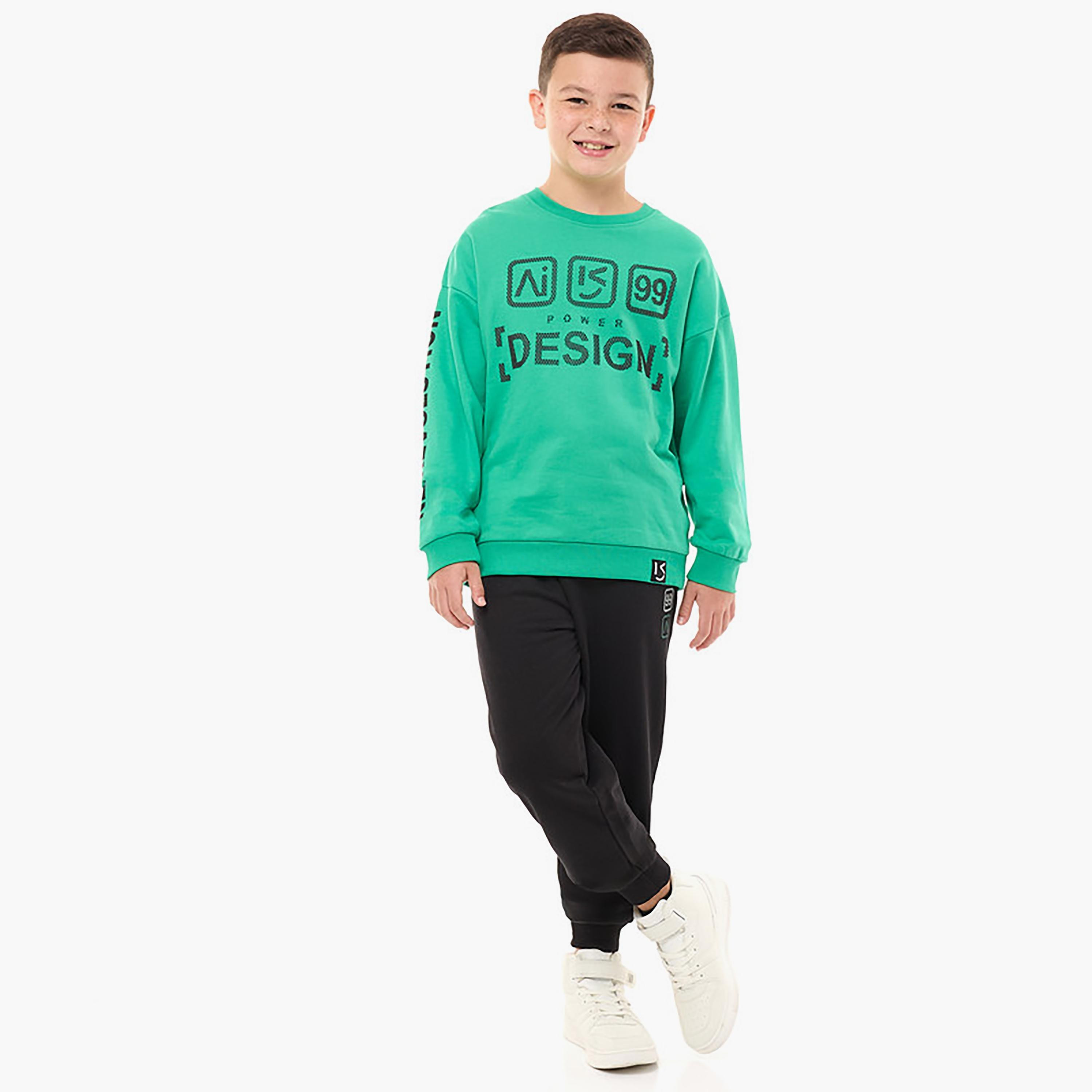 سويت شيرت بأكمام طويلة مطبوع  مع بنطال ركض قطعتين من فيكتور اند جين-boys-clothing-setsandcoords-image-1