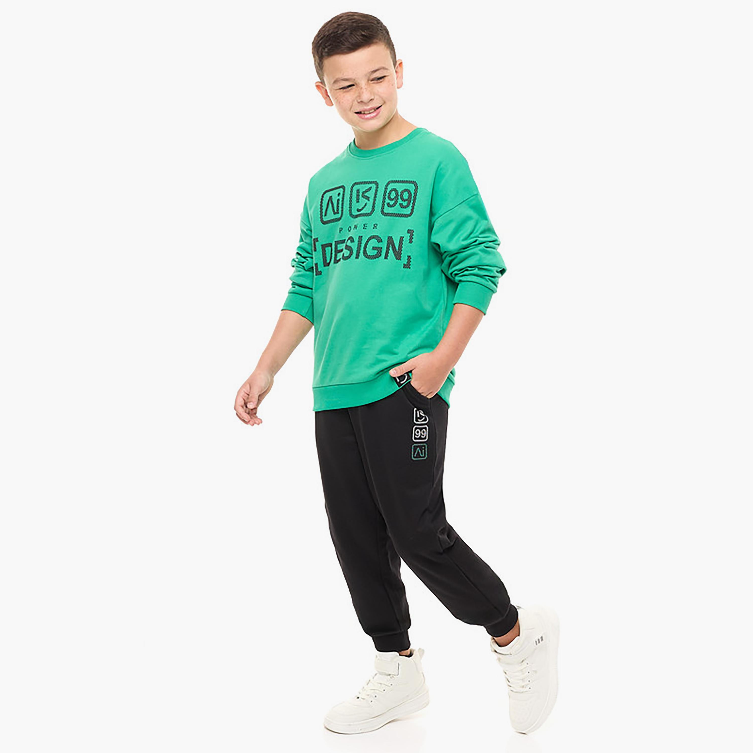 سويت شيرت بأكمام طويلة مطبوع  مع بنطال ركض قطعتين من فيكتور اند جين-boys-clothing-setsandcoords-image-2