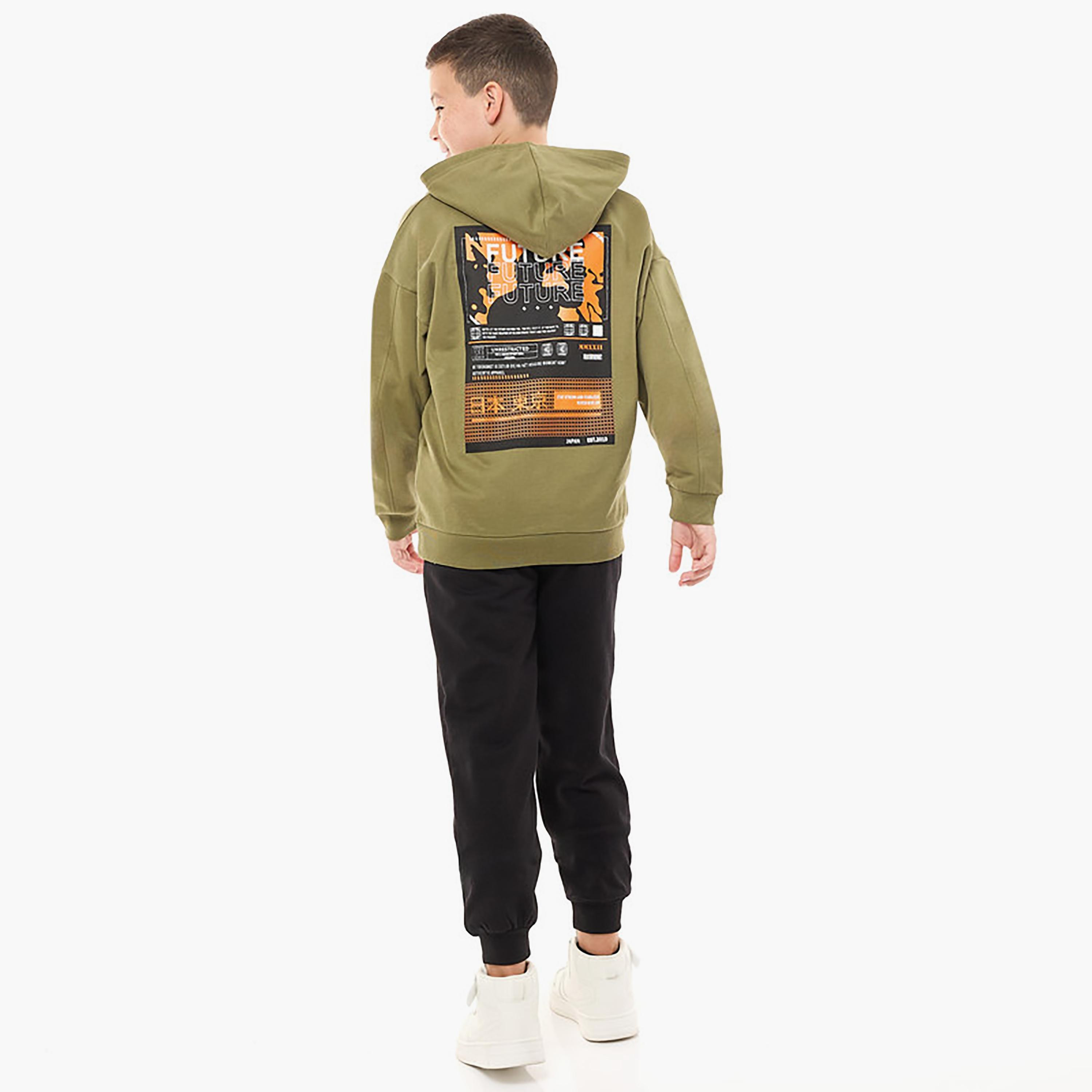 هودي بأكمام طويلة مطبوع مع بنطلون ركض قطعتين من فيكتور اند جين-cpkids-clothing-boys-clothessets-image-3