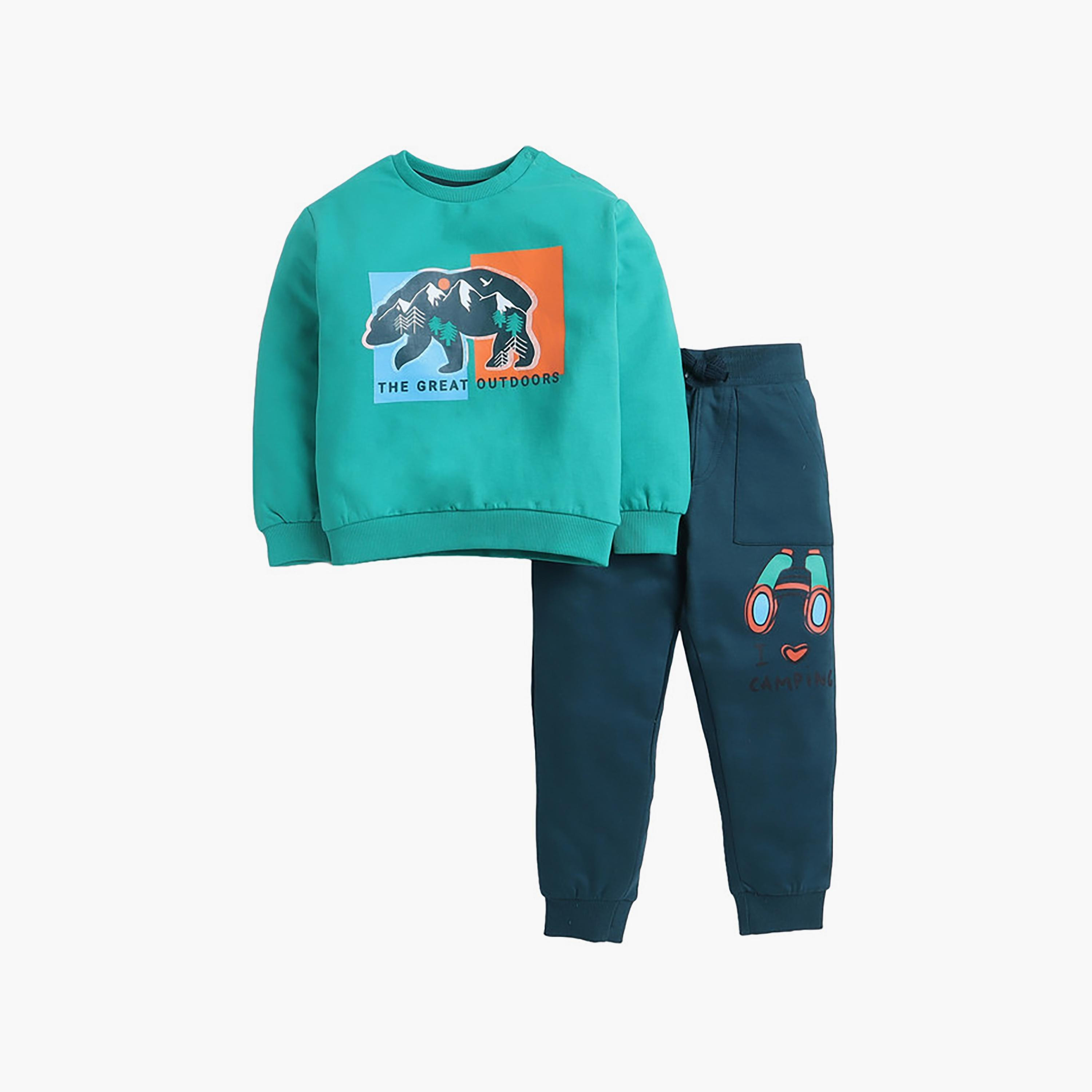 سويت شيرت بأكمام طويلة مطبوع  مع بنطال ركض قطعتين من فيكتور اند جين-baby-boys-clothing-winterwear-setsandcoords-image-1