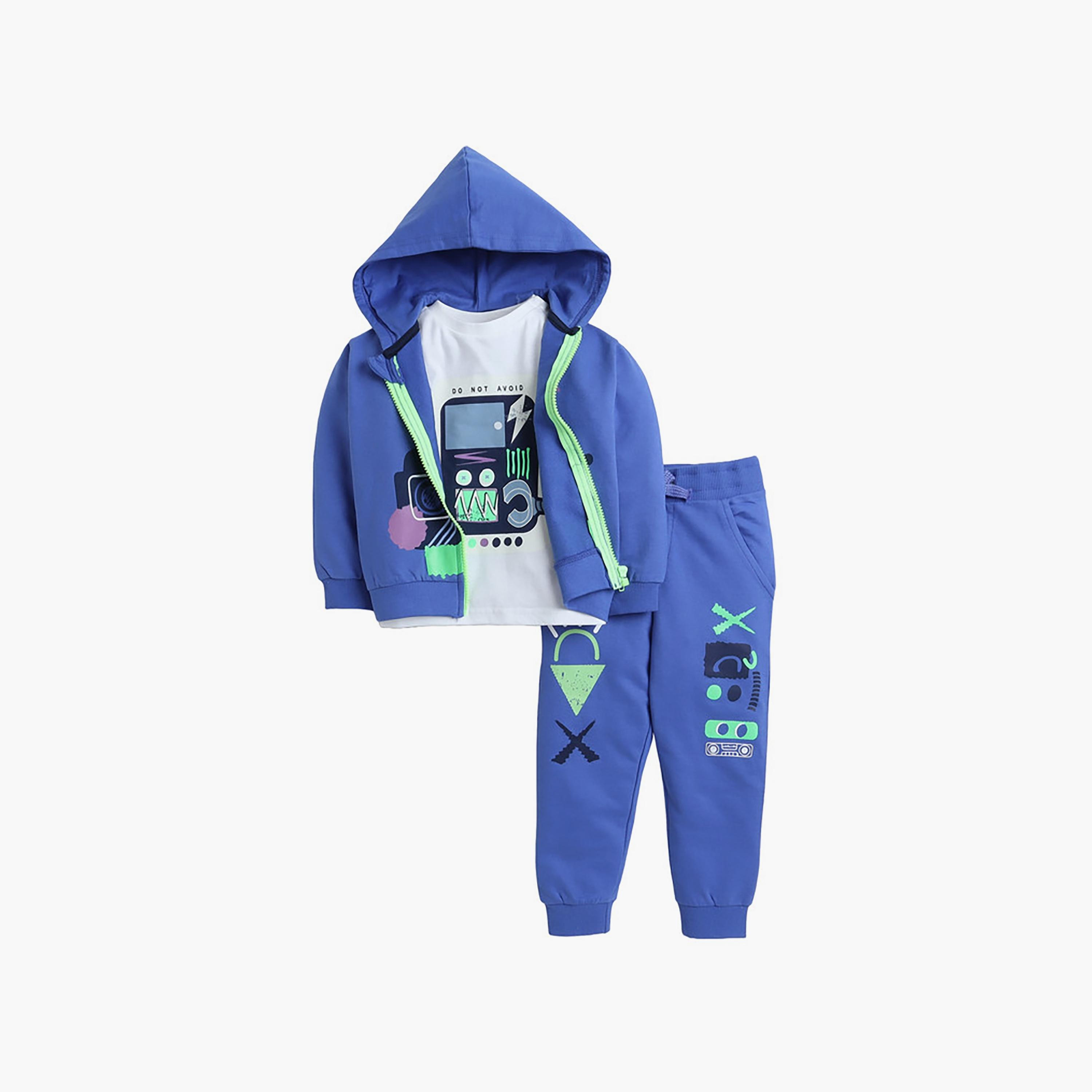 تي شيرت مطبوع، هودي مع بنطال ركض 3 قطع من فيكتور اند جين-baby-boys-clothing-winterwear-setsandcoords-image-1