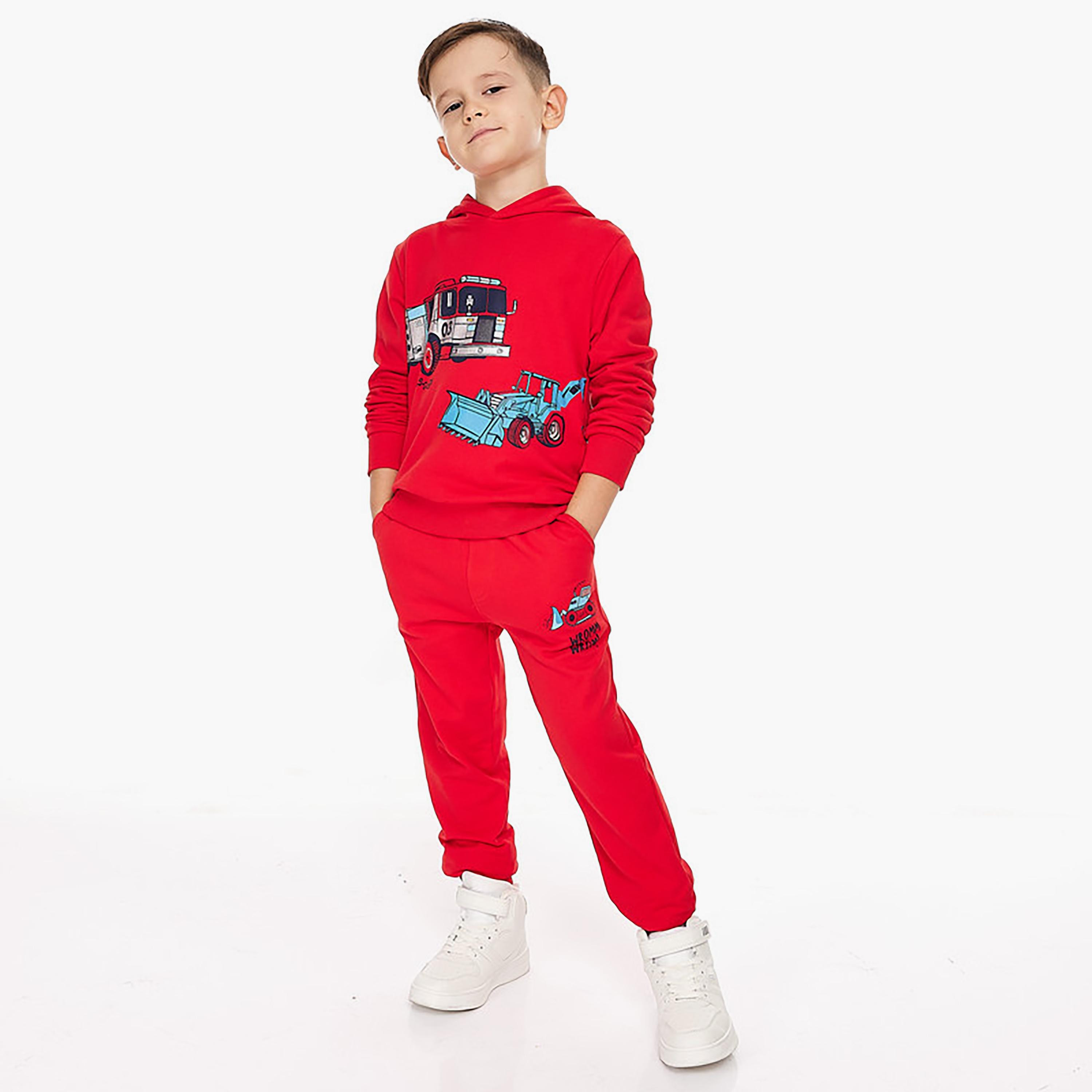 هودي بأكمام طويلة مطبوع مع بنطلون ركض قطعتين من فيكتور اند جين-boys-clothing-setsandcoords-image-1