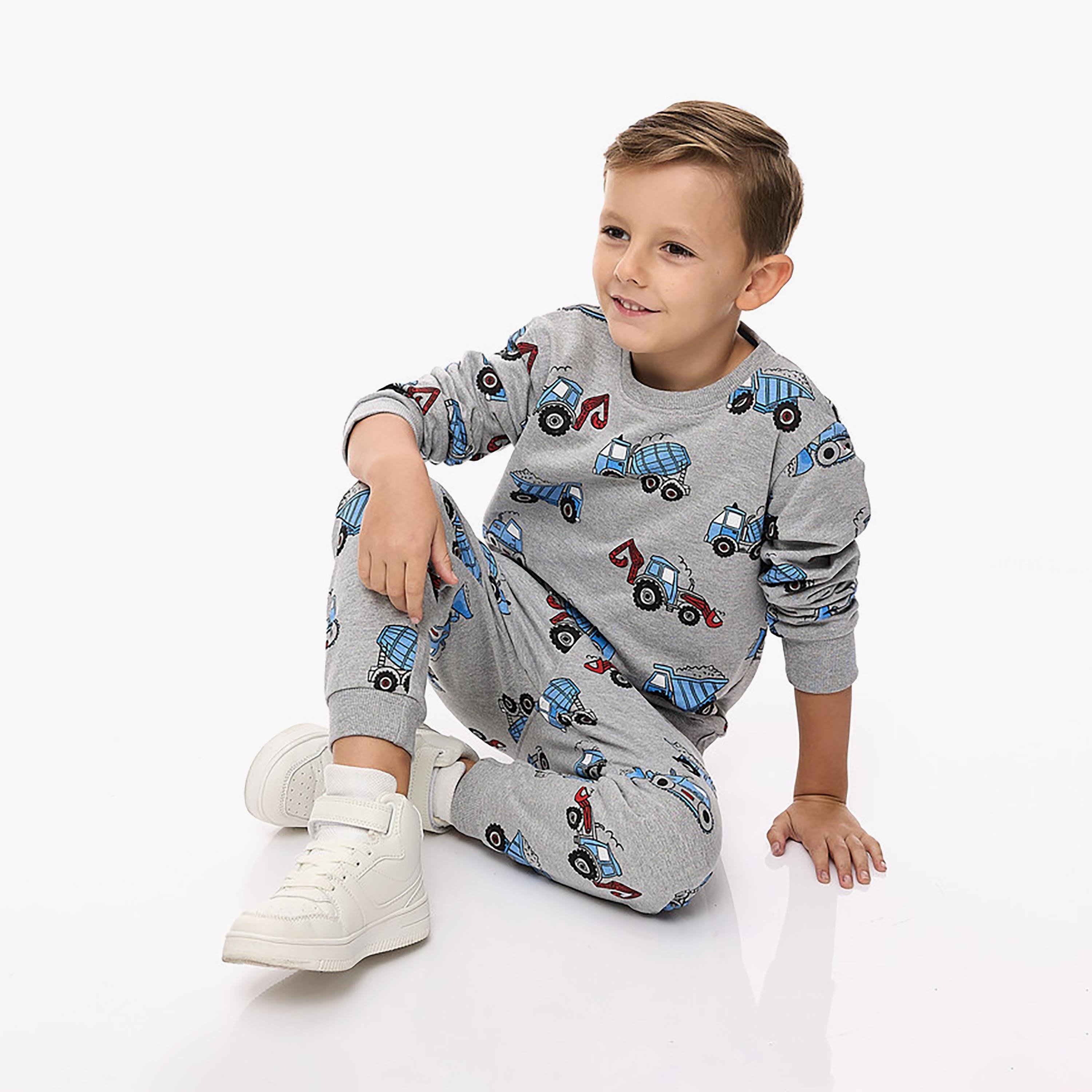 Victor and Jane 2-Piece Printed Long Sleeves Sweatshirt with Joggers-baby-boys-clothing-winterwear-setsandcoords-image-2