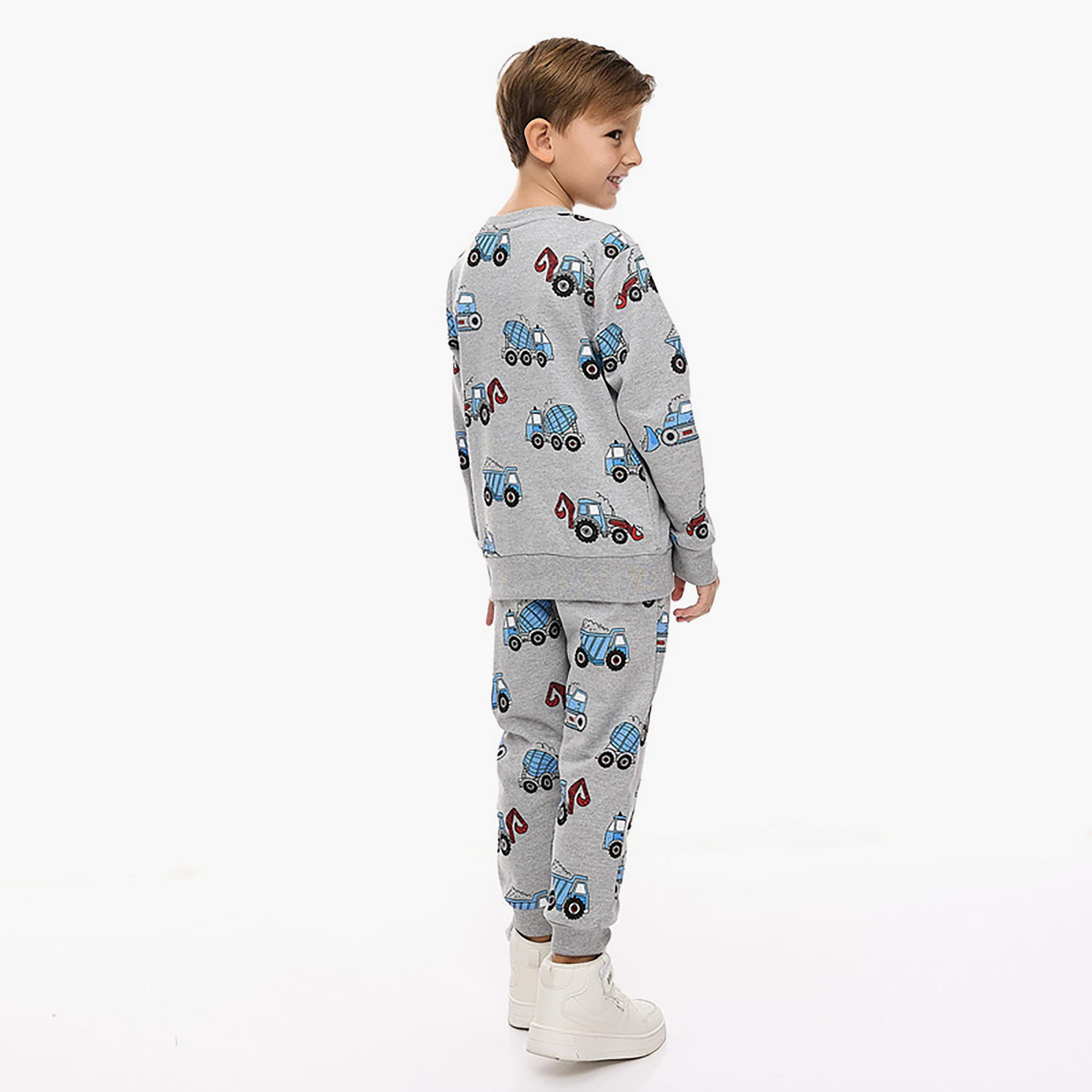 سويت شيرت بأكمام طويلة مطبوع  مع بنطال ركض قطعتين من فيكتور اند جين-baby-boys-clothing-winterwear-setsandcoords-image-3