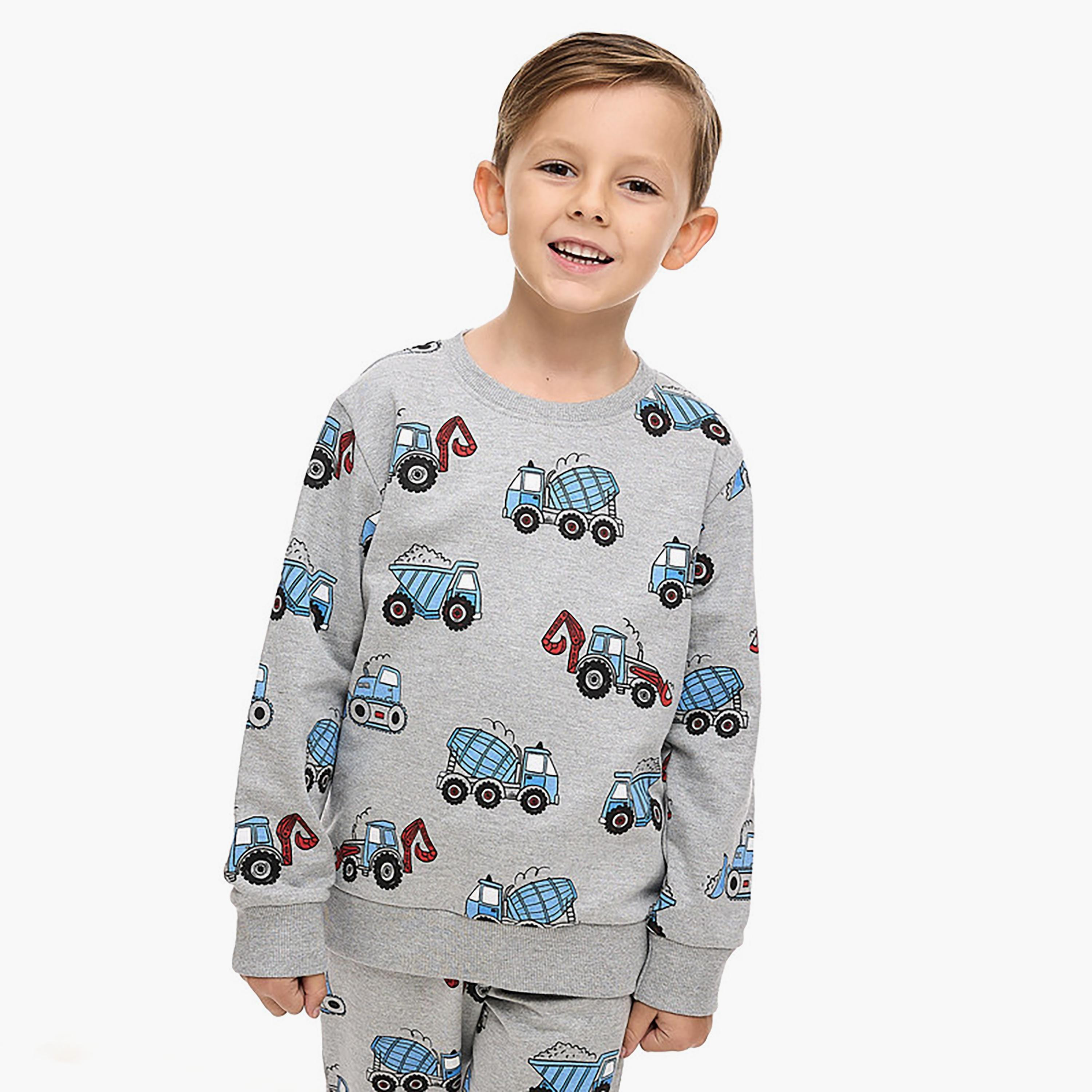 سويت شيرت بأكمام طويلة مطبوع  مع بنطال ركض قطعتين من فيكتور اند جين-baby-boys-clothing-winterwear-setsandcoords-image-4