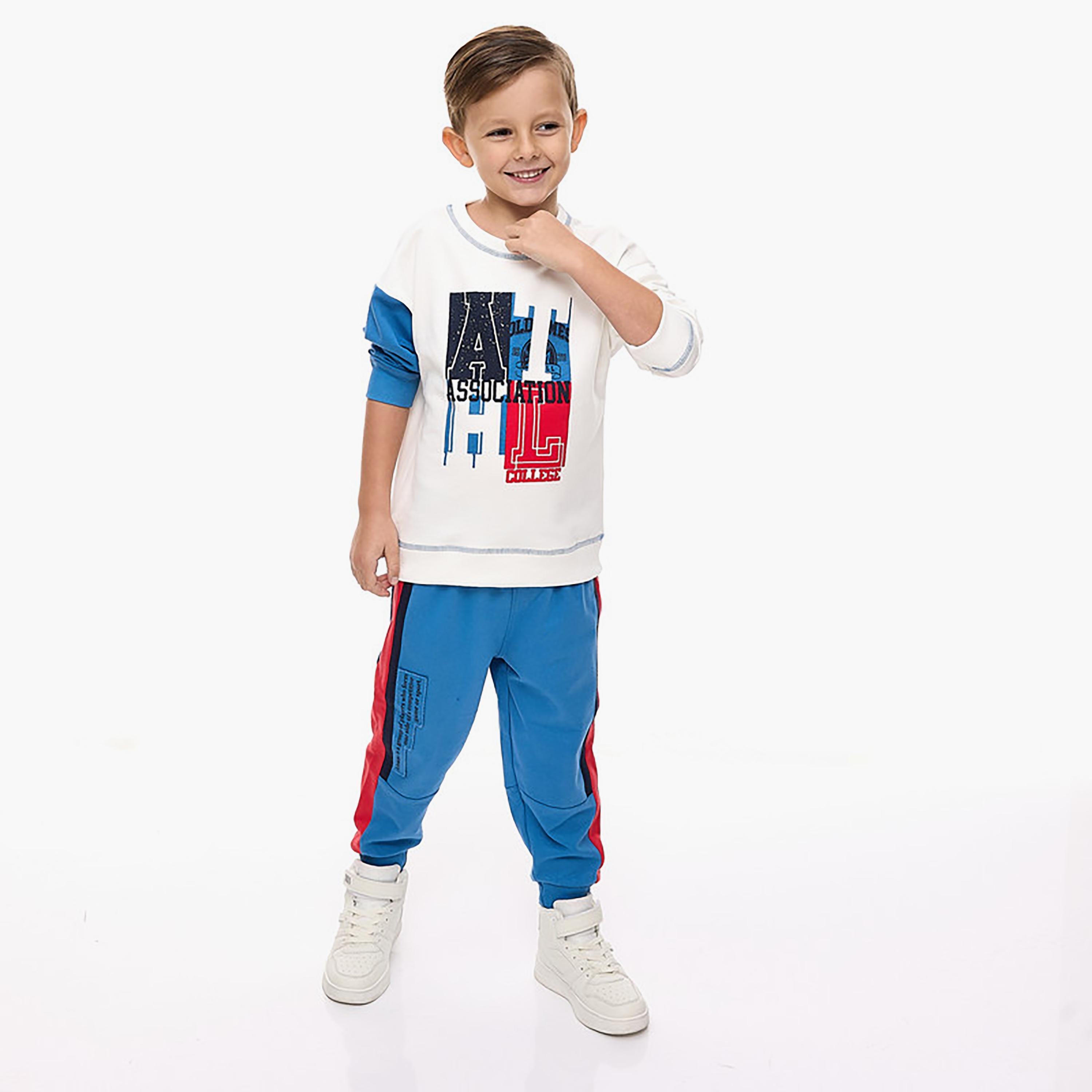 Victor and Jane 2-Piece Printed Long Sleeves Sweatshirt with Joggers-baby-boys-clothing-winterwear-setsandcoords-image-2