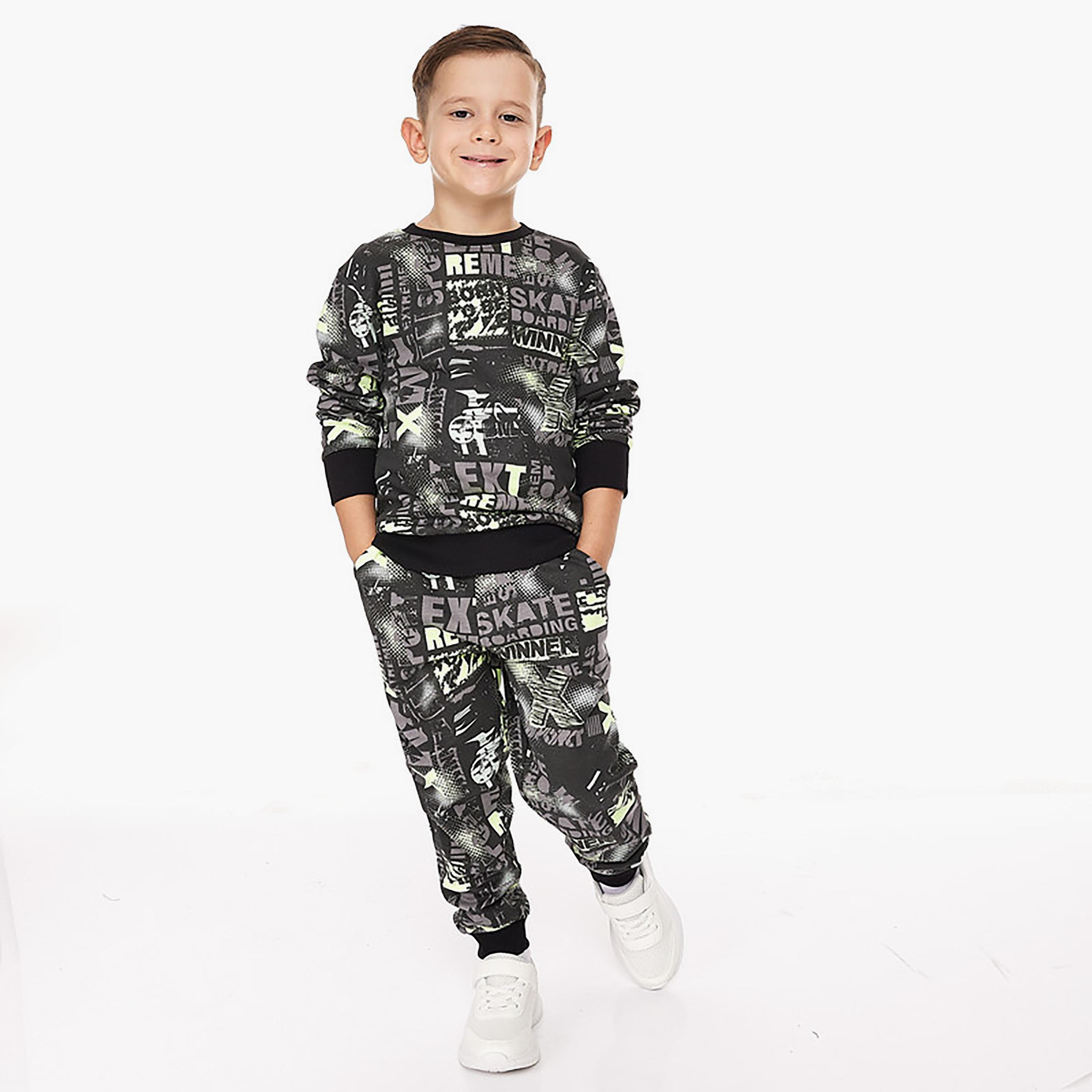 Victor and Jane 2-Piece Printed Long Sleeves Sweatshirt with Joggers-baby-boys-clothing-winterwear-setsandcoords-image-1
