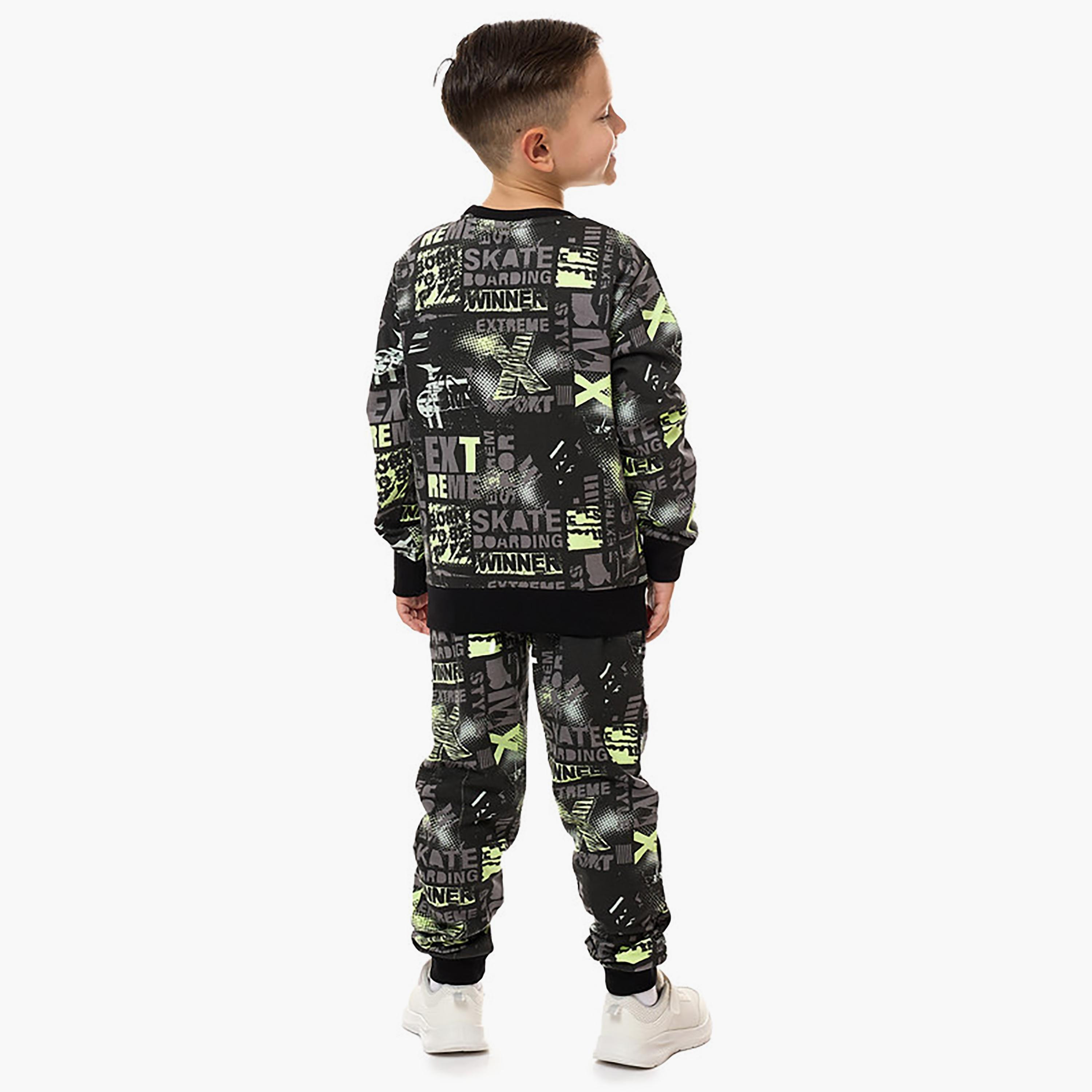 Victor and Jane 2-Piece Printed Long Sleeves Sweatshirt with Joggers-baby-boys-clothing-winterwear-setsandcoords-image-2