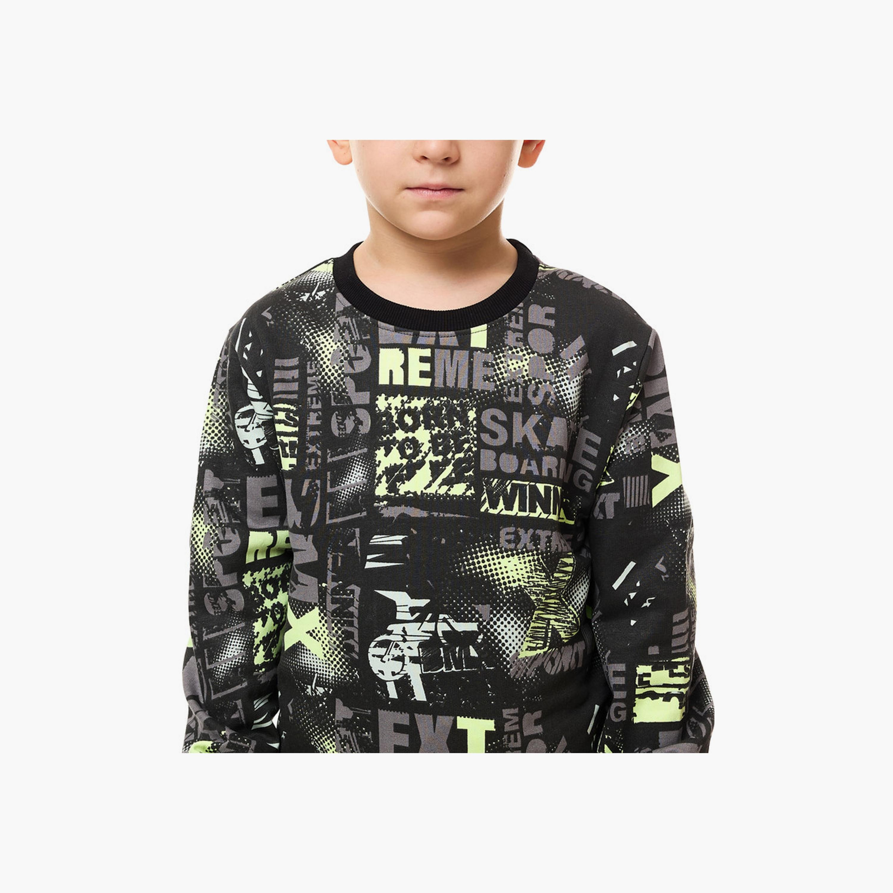 سويت شيرت بأكمام طويلة مطبوع  مع بنطال ركض قطعتين من فيكتور اند جين-baby-boys-clothing-winterwear-setsandcoords-image-4