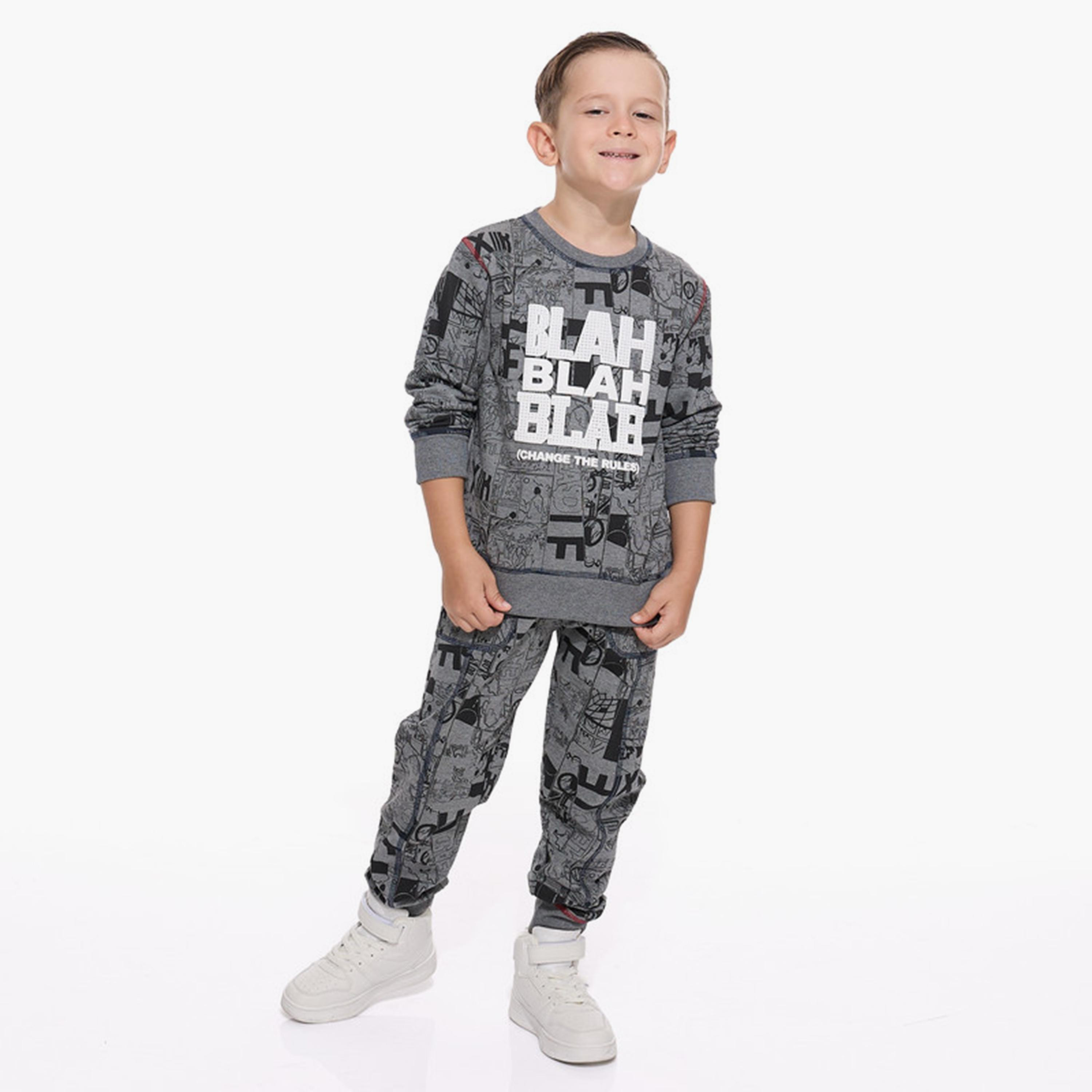 سويت شيرت مطبوع بأكمام طويلة مع بنطال ركض قطعتين من فيكتور اندجين-baby-boys-clothing-winterwear-setsandcoords-image-1