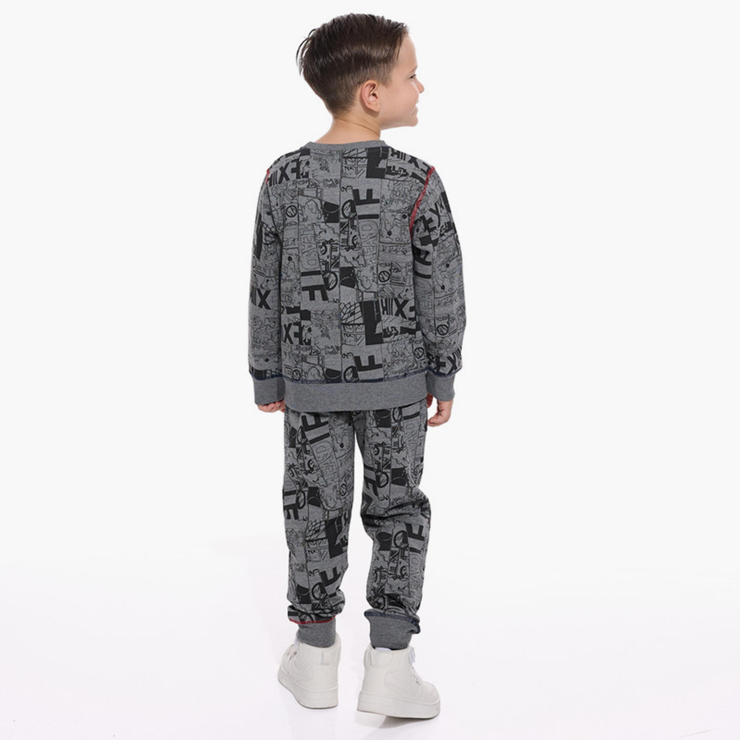 سويت شيرت مطبوع بأكمام طويلة مع بنطال ركض قطعتين من فيكتور اندجين-baby-boys-clothing-winterwear-setsandcoords-image-3