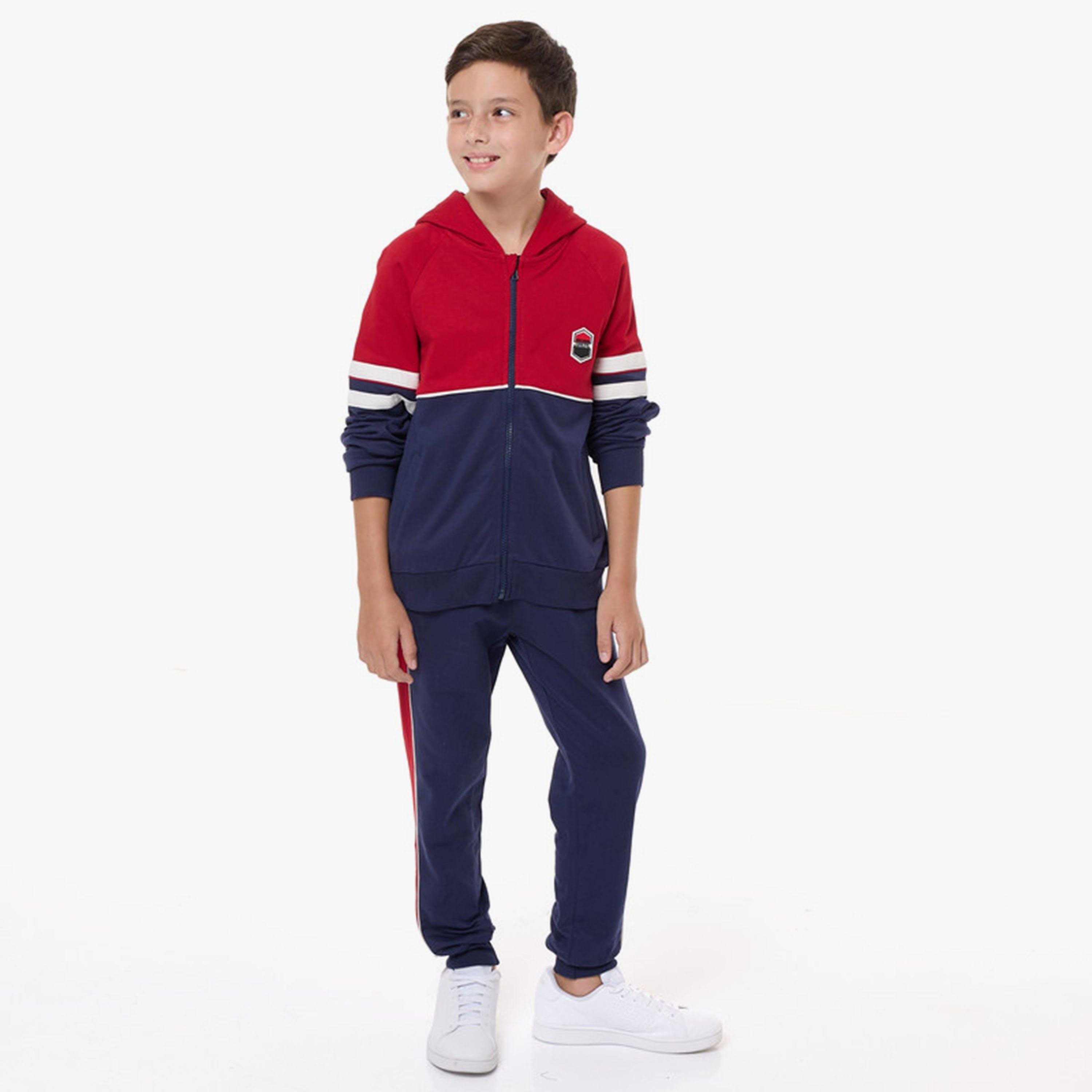 Victor and Jane 2-Piece Colour Block Long Sleeves Jacket with Joggers-baby-boys-clothing-winterwear-setsandcoords-image-1