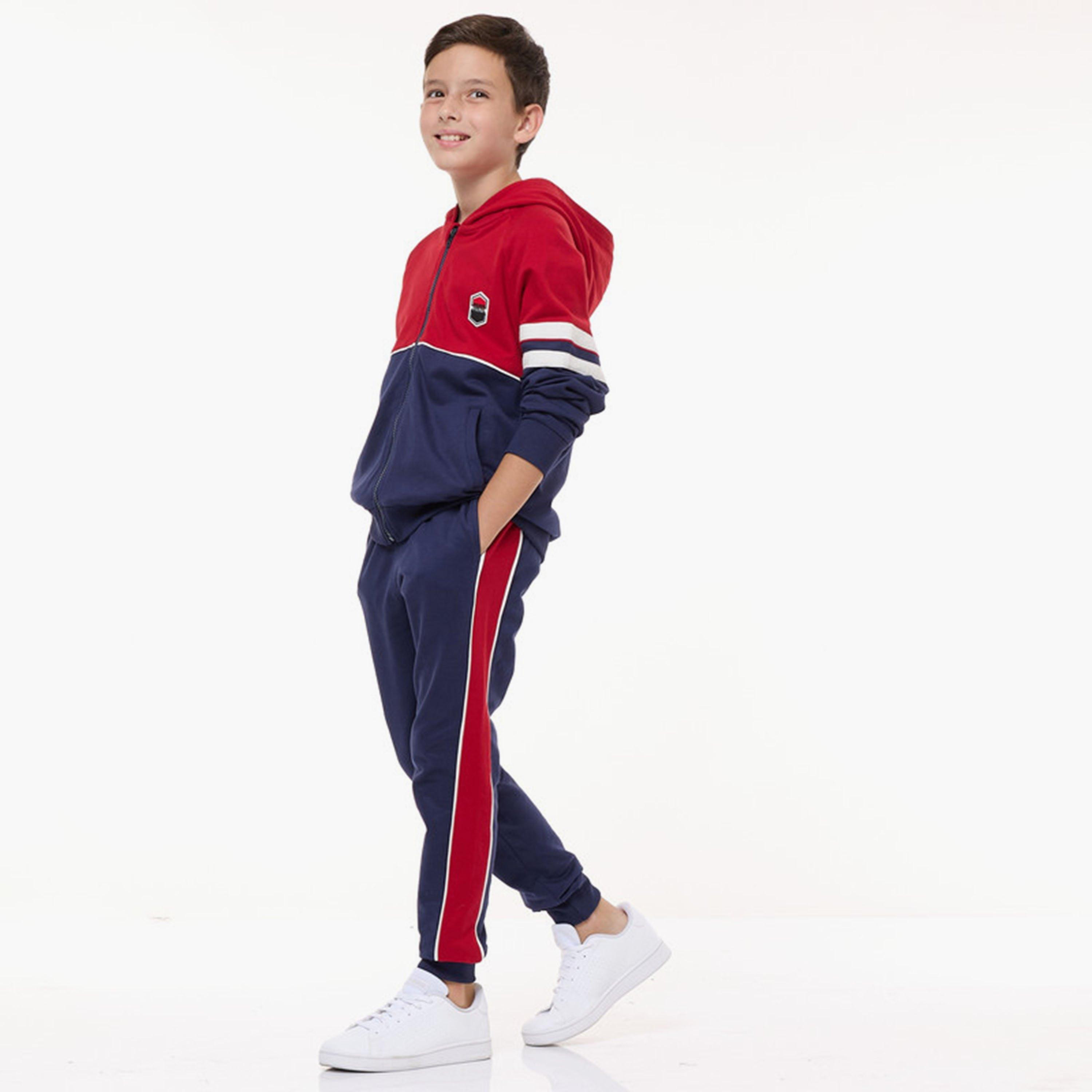 Victor and Jane 2-Piece Colour Block Long Sleeves Jacket with Joggers-baby-boys-clothing-winterwear-setsandcoords-image-2