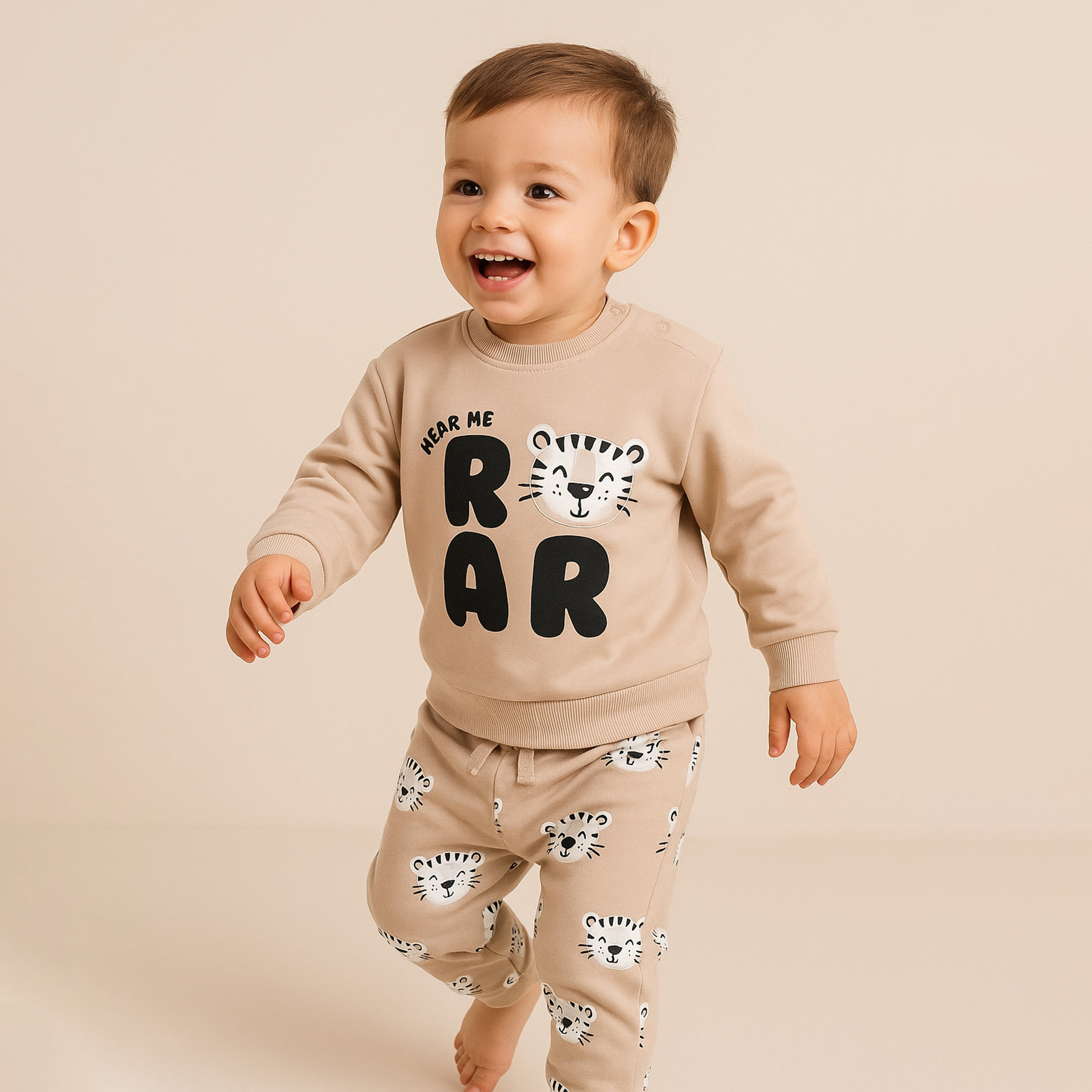 Victor and Jane 2-Piece Hear Me Roar Printed Sweatshirt & Jogger Sets-baby-boys-clothing-winterwear-setsandcoords-image-1