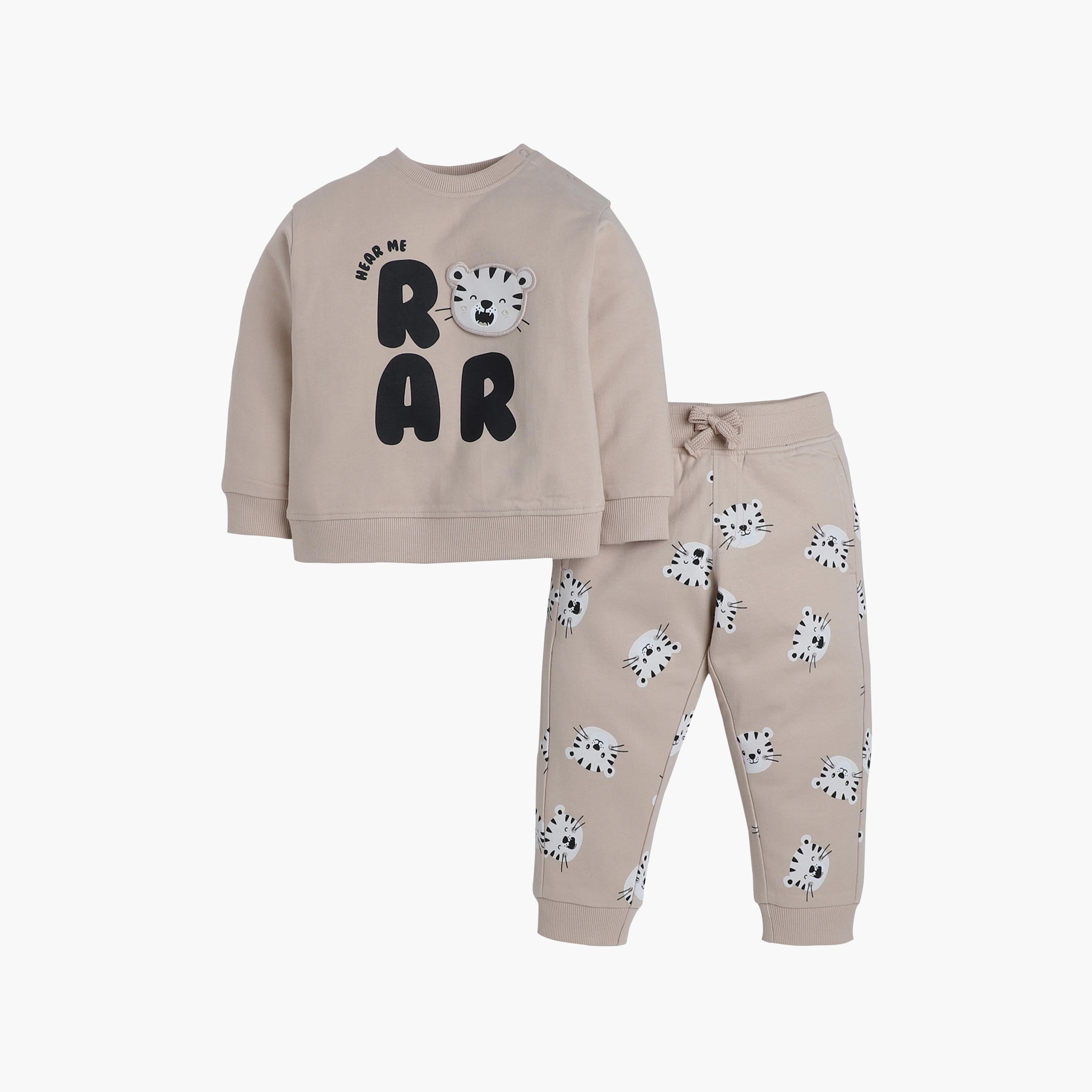 طقم من قطعتين سويت شيرت وبنطلون رياضي بطبعة هير مي رور من فيكتور اند جين-boys-clothing-setsandcoords-image-2
