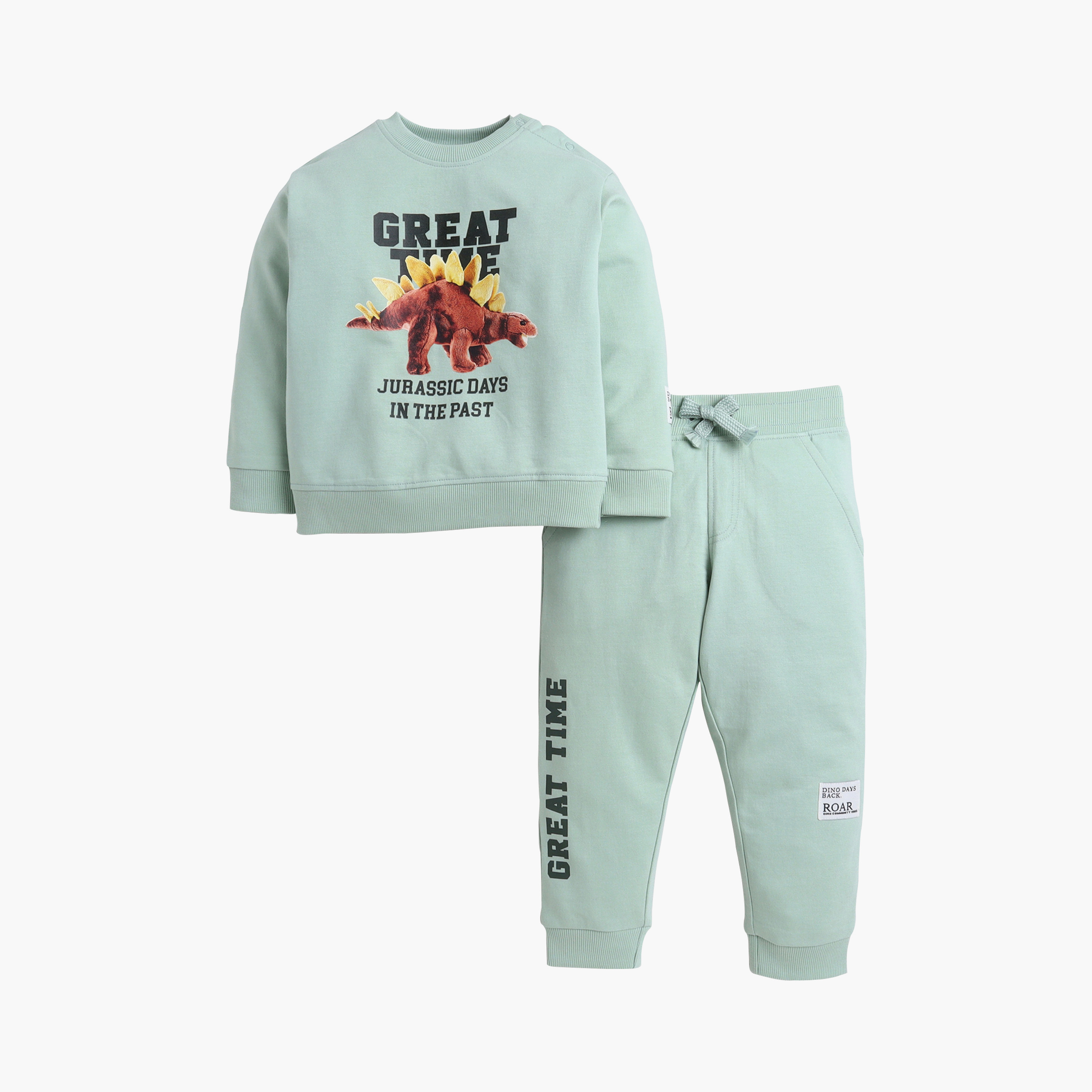Victor and Jane 2-Piece Jurassic Days Printed Sweatshirt & Jogger Sets-baby-boys-clothing-winterwear-setsandcoords-image-2