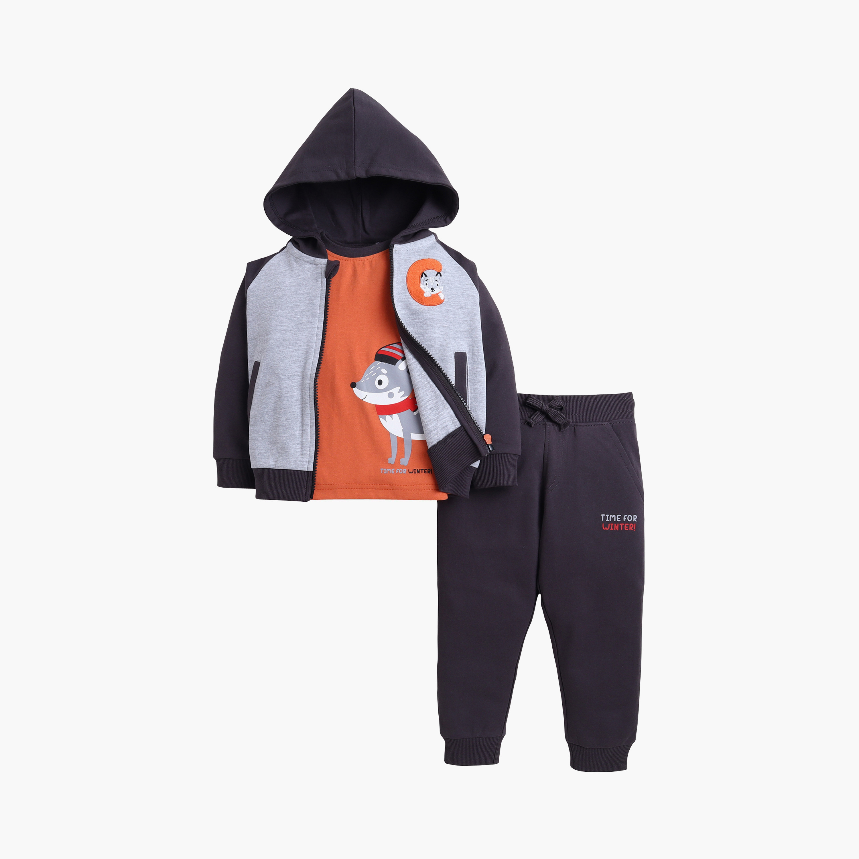 Victor and Jane 3-Piece Time for Winter Printed Hoodie, Jogger & top Sets-boys-clothing-setsandcoords-image-2
