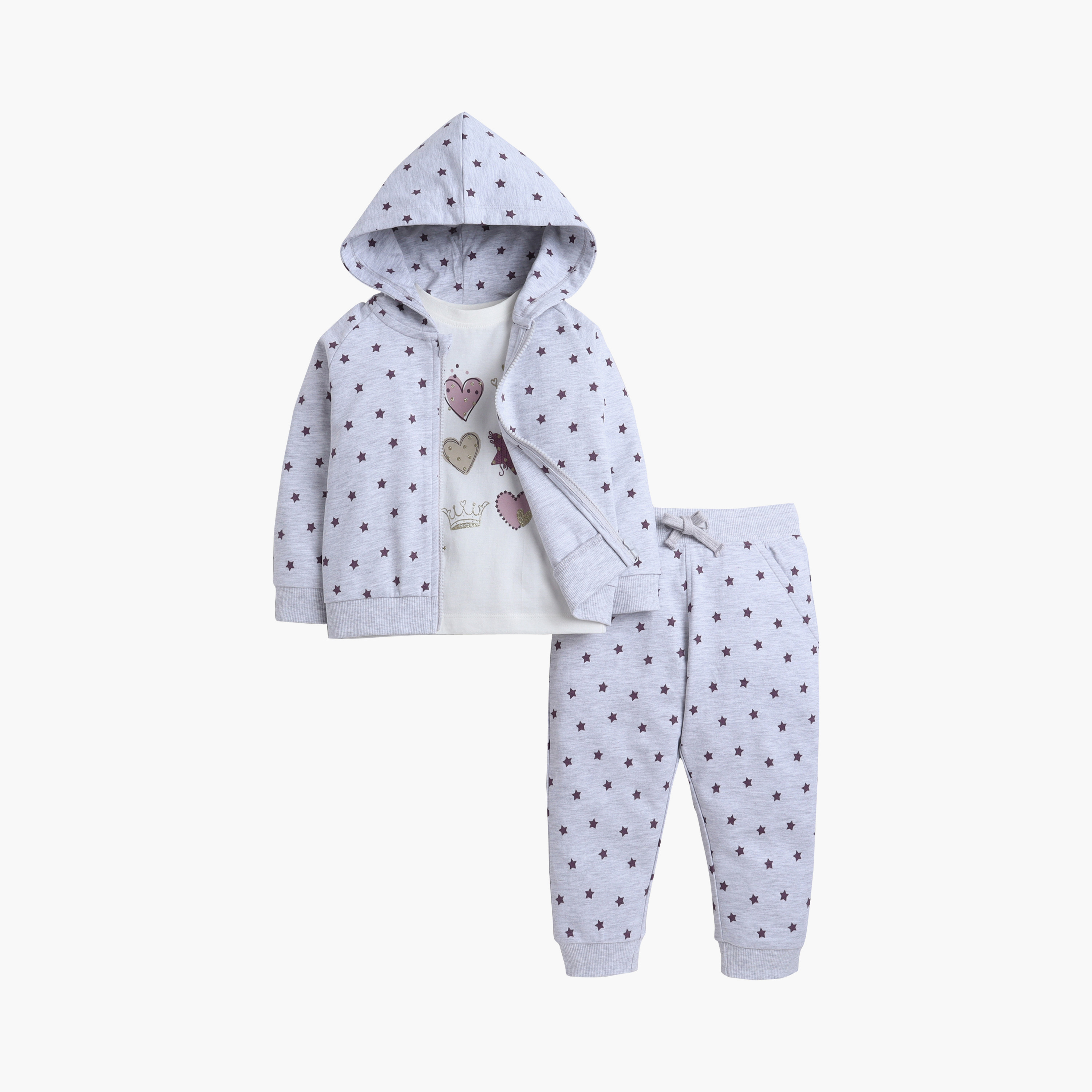Victor and Jane 3-Piece Heart & Star Printed Jacket, Jogger & Top Sets-girls-clothing-winterwear-setsandcoords-image-3