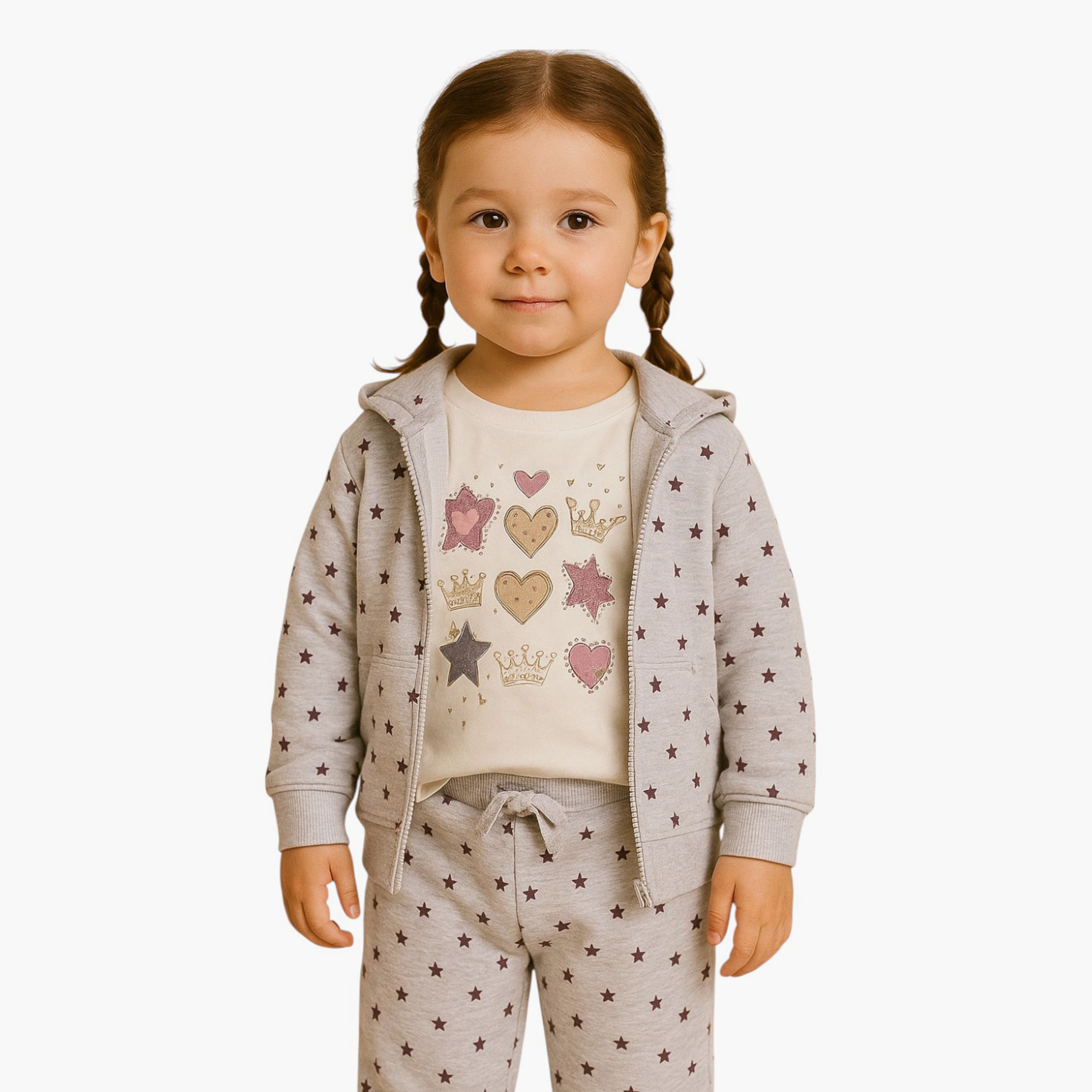 Victor and Jane 3-Piece Heart & Star Printed Jacket, Jogger & Top Sets-girls-clothing-winterwear-setsandcoords-image-4