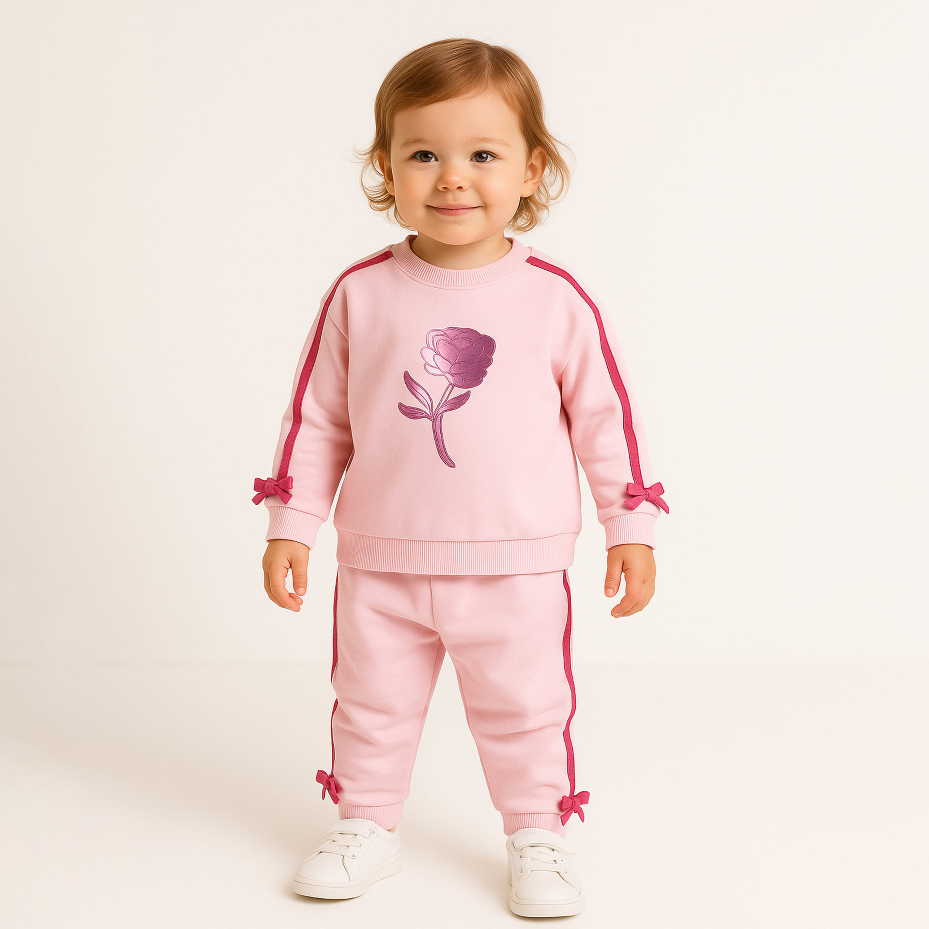 Victor and Jane 2-Piece Rose Applique Printed Sweatshirt & Jogger Sets-baby-girls-clothing-setsandcoords-image-1