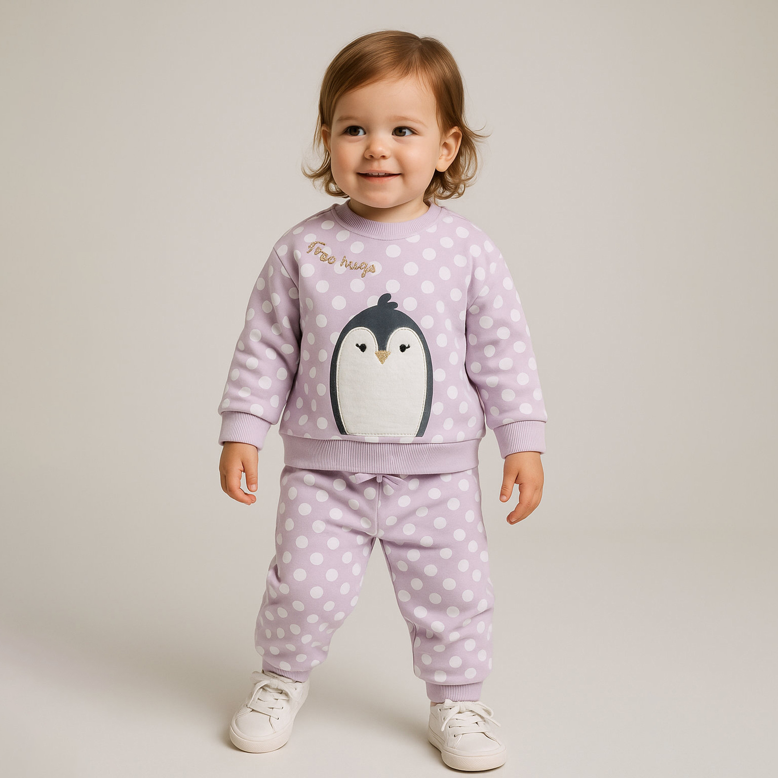 Victor and Jane 2-Piece Penguin Applique Printed Sweatshirt & Jogger Sets-girls-clothing-winterwear-setsandcoords-image-1