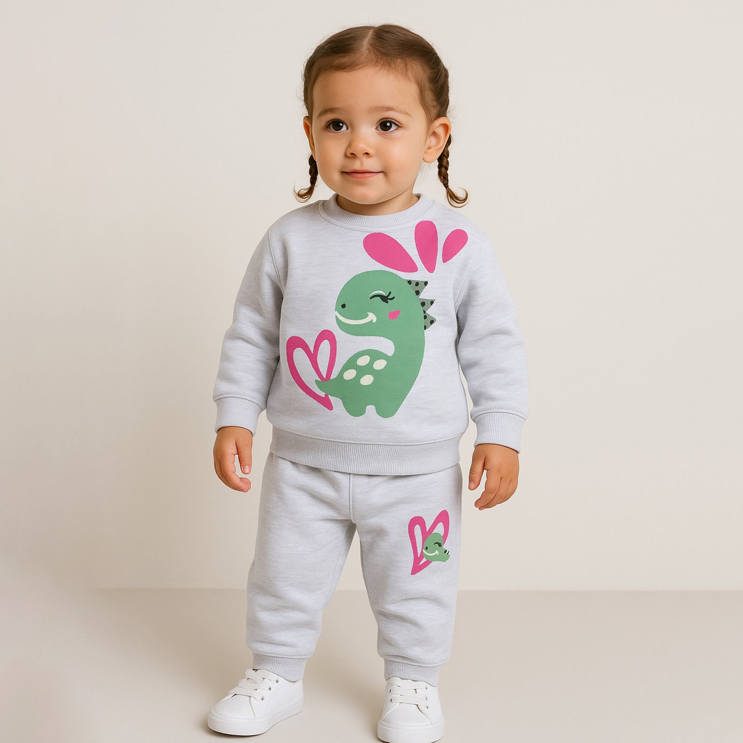 Victor and Jane 2-Piece Dino & Heart Printed Sweatshirt & Jogger Sets-girls-clothing-winterwear-setsandcoords-image-1