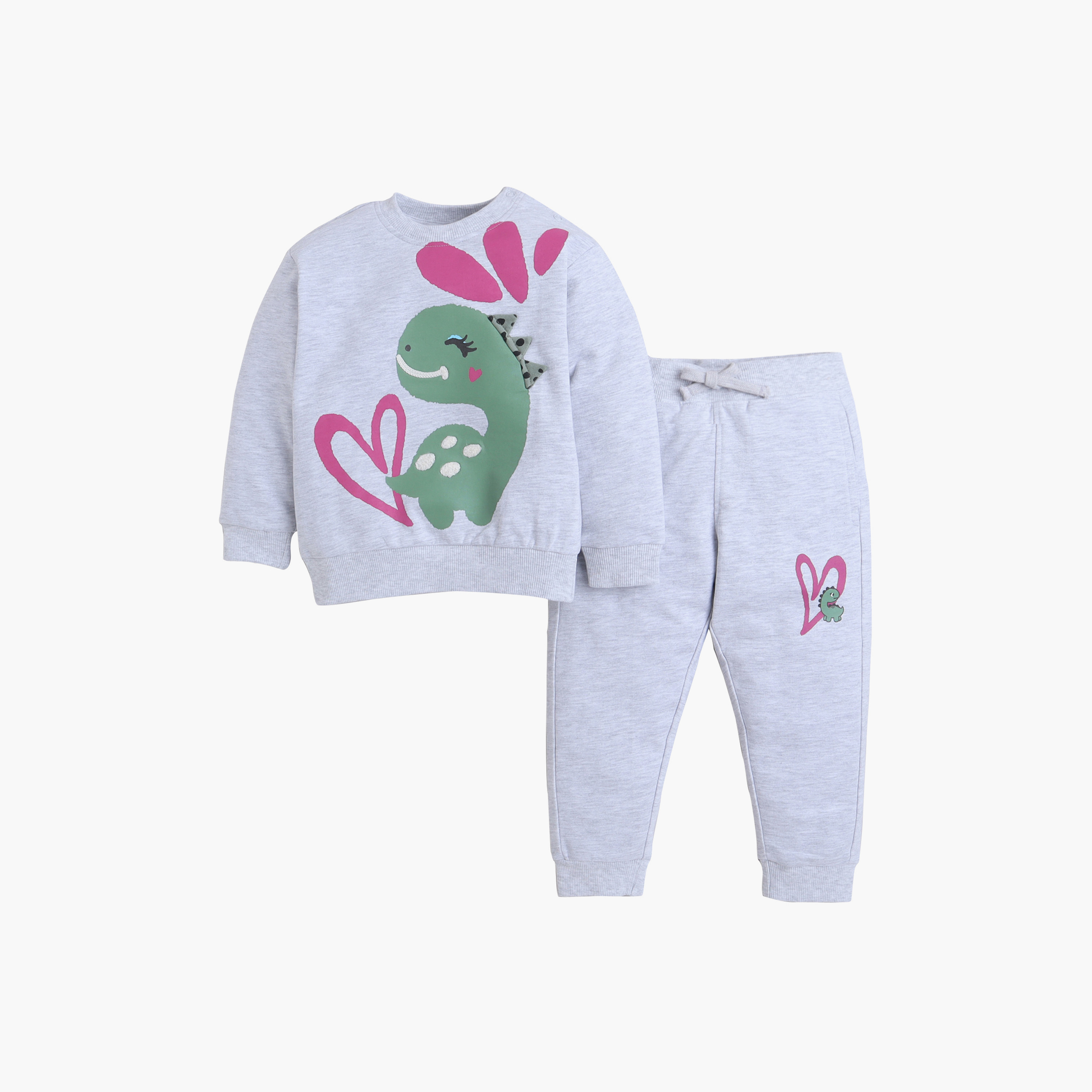Victor and Jane 2-Piece Dino & Heart Printed Sweatshirt & Jogger Sets-girls-clothing-winterwear-setsandcoords-image-2