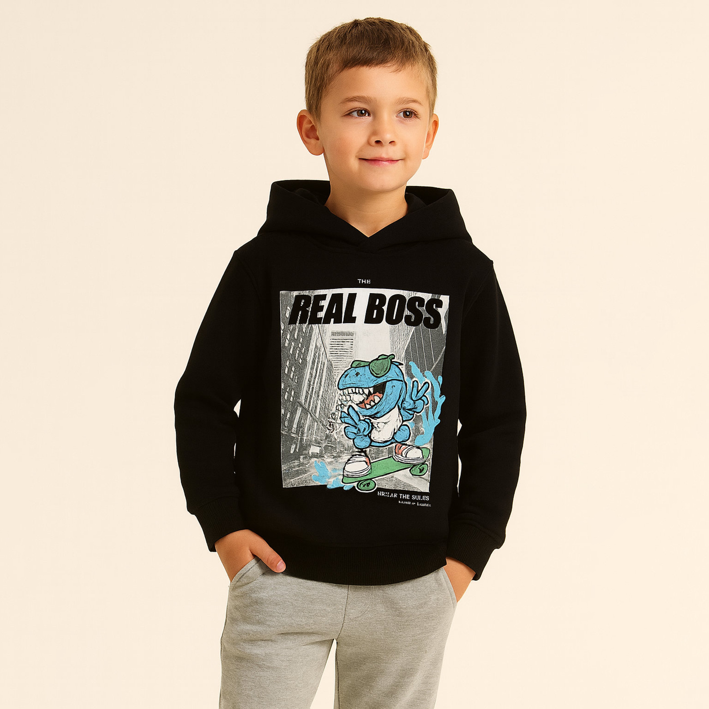 Victor and Jane REAL BOSS Printed Hoodie-boys-clothing-sweatshirts-image-1