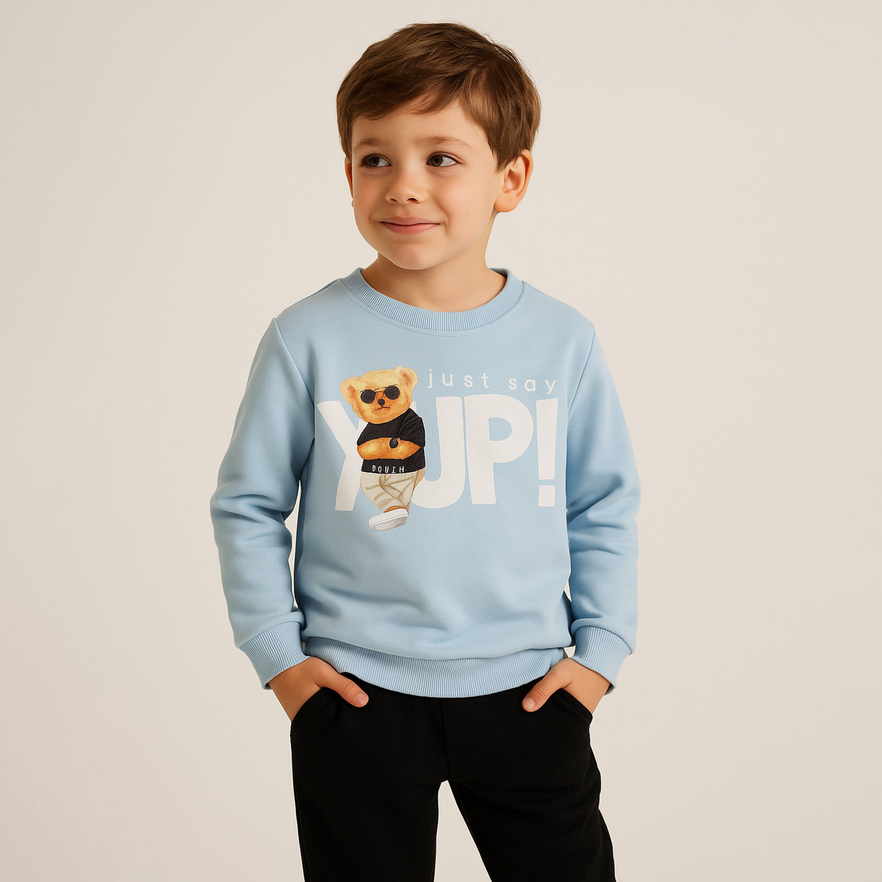 Victor and Jane Just Say YUP Printed Sweatshirt-boys-clothing-sweatshirts-image-1