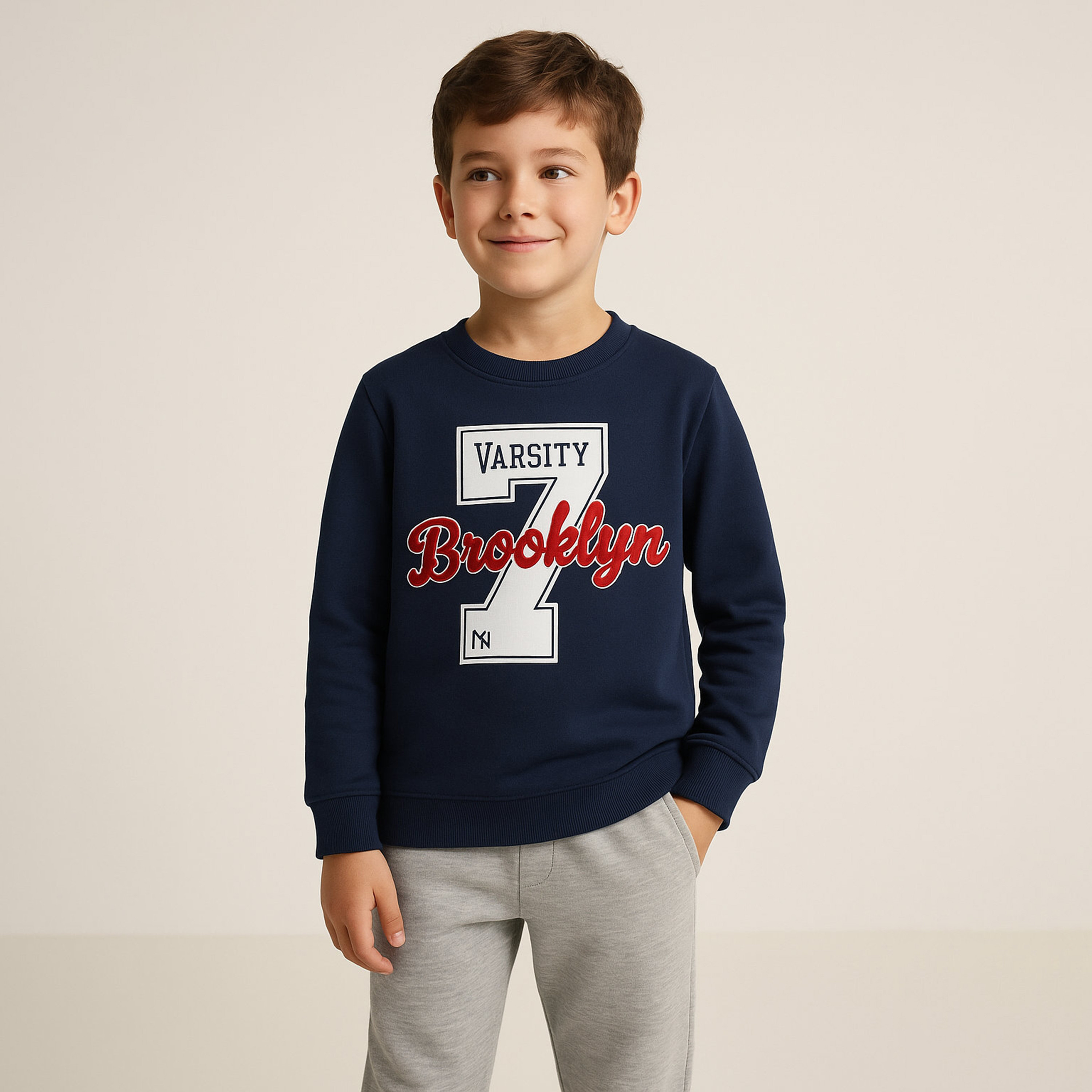 سويت شيرت بطبعة بروكلين 7 من فيكتور اند جين-boys-clothing-winterwear-sweatshirts-image-1