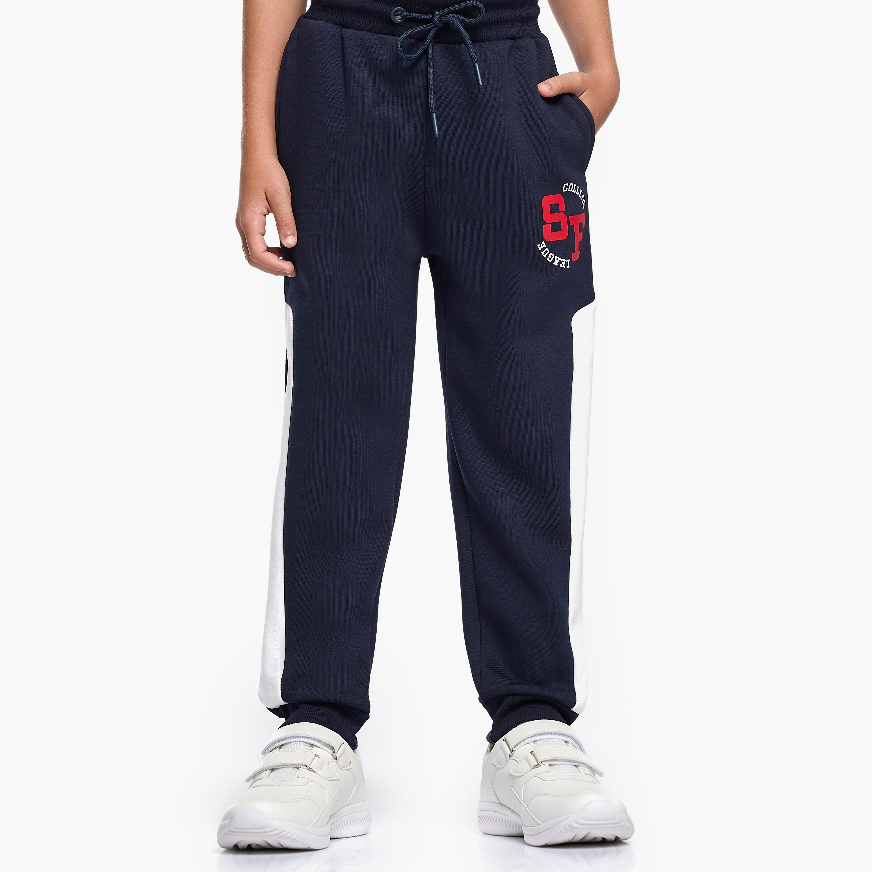 Victor and Jane 2-Piece Varsity Zip-Neck Printed Sweatshirt & Jogger Sets-baby-boys-clothing-winterwear-setsandcoords-image-5