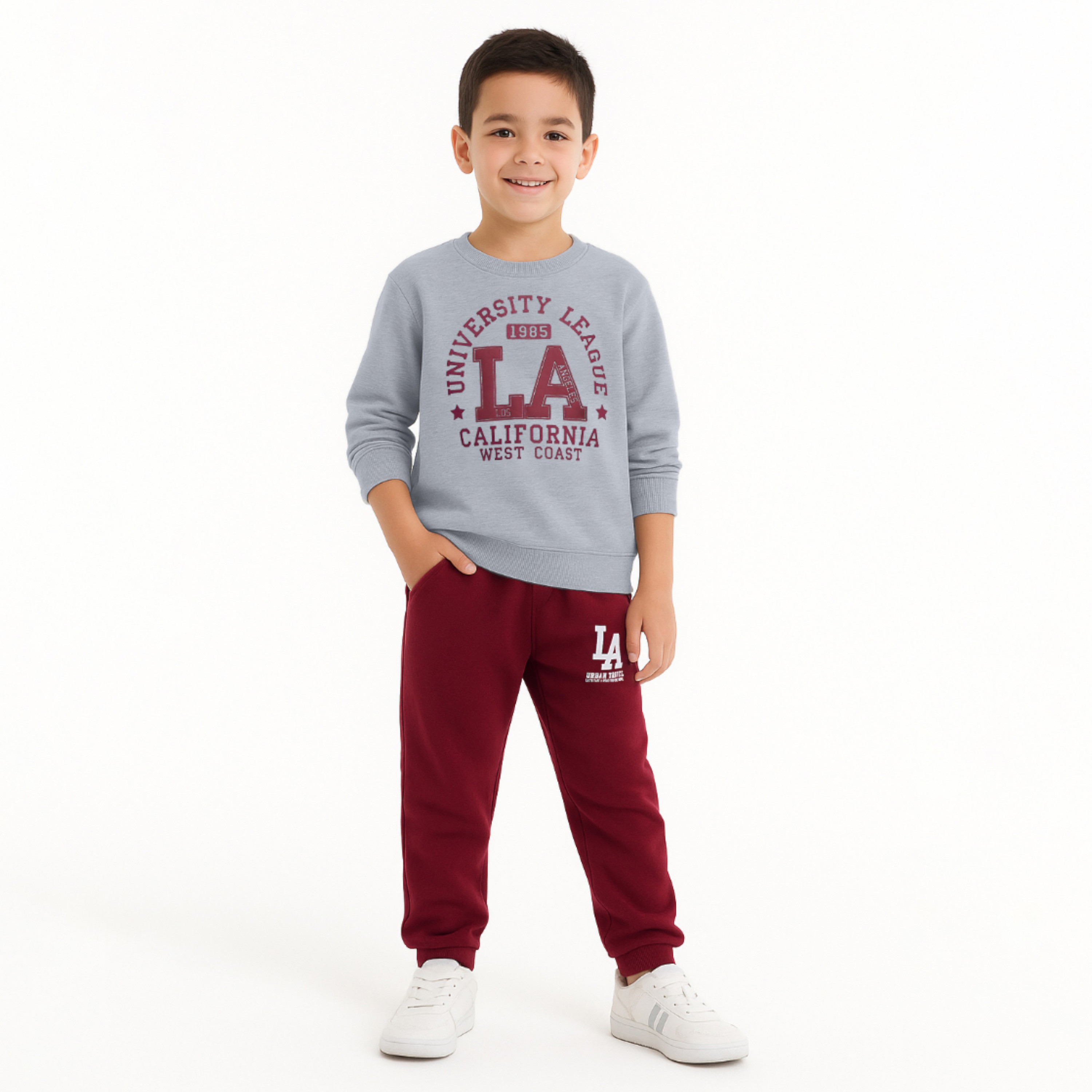 طقم من قطعتين سويت شيرت بطبعة تكساس 98 بسحاب عند الرقبة وبنطلون رياضي من فيكتور اند جين-boys-clothing-setsandcoords-image-2