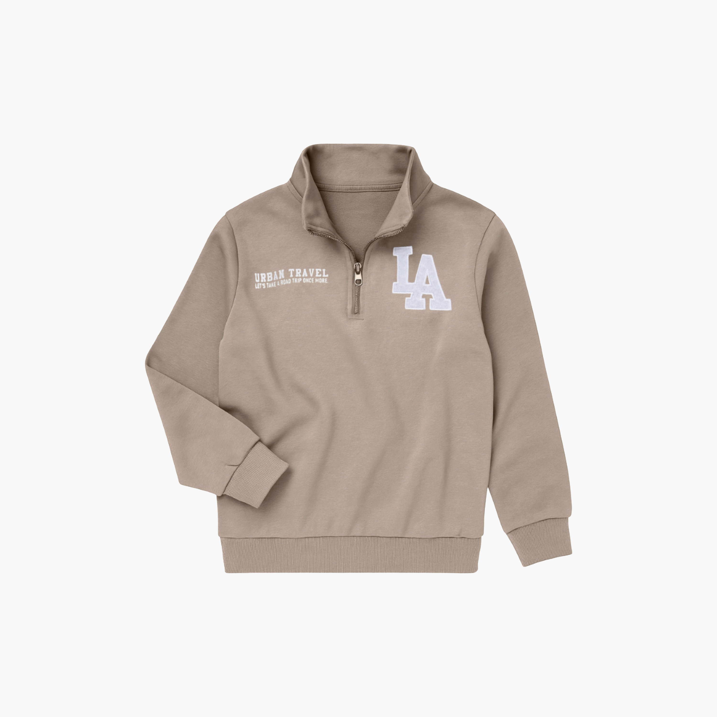 طقم من قطعتين سويت شيرت بطبعة إل إيه بسحاب عند الرقبة وبنطلون رياضي من فيكتور اند جين-baby-boys-clothing-winterwear-setsandcoords-image-2