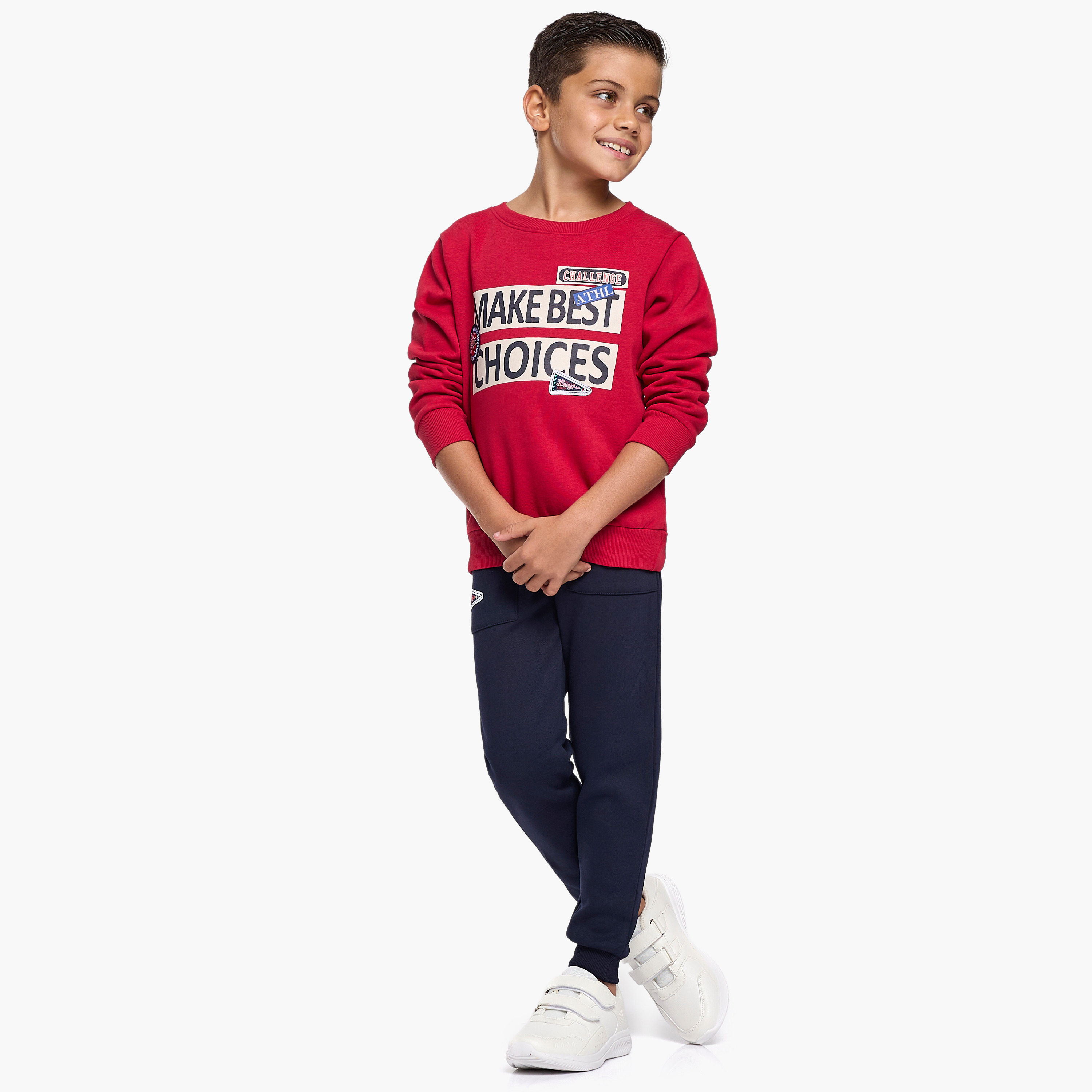 Victor and Jane 2-Piece Make Best Choices Printed Sweatshirt & Jogger Sets-baby-boys-clothing-winterwear-setsandcoords-image-1