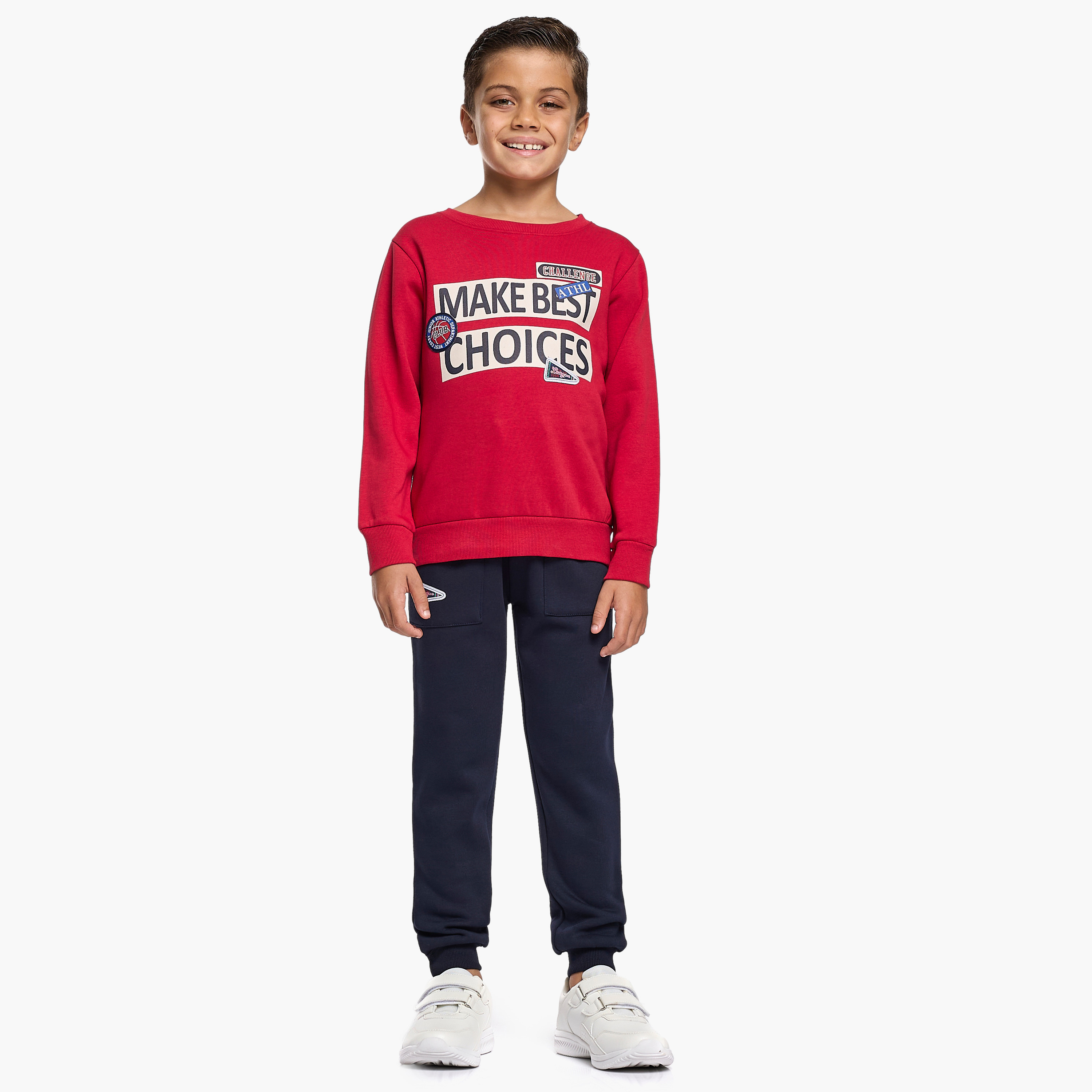 Victor and Jane 2-Piece Make Best Choices Printed Sweatshirt & Jogger Sets-baby-boys-clothing-winterwear-setsandcoords-image-2
