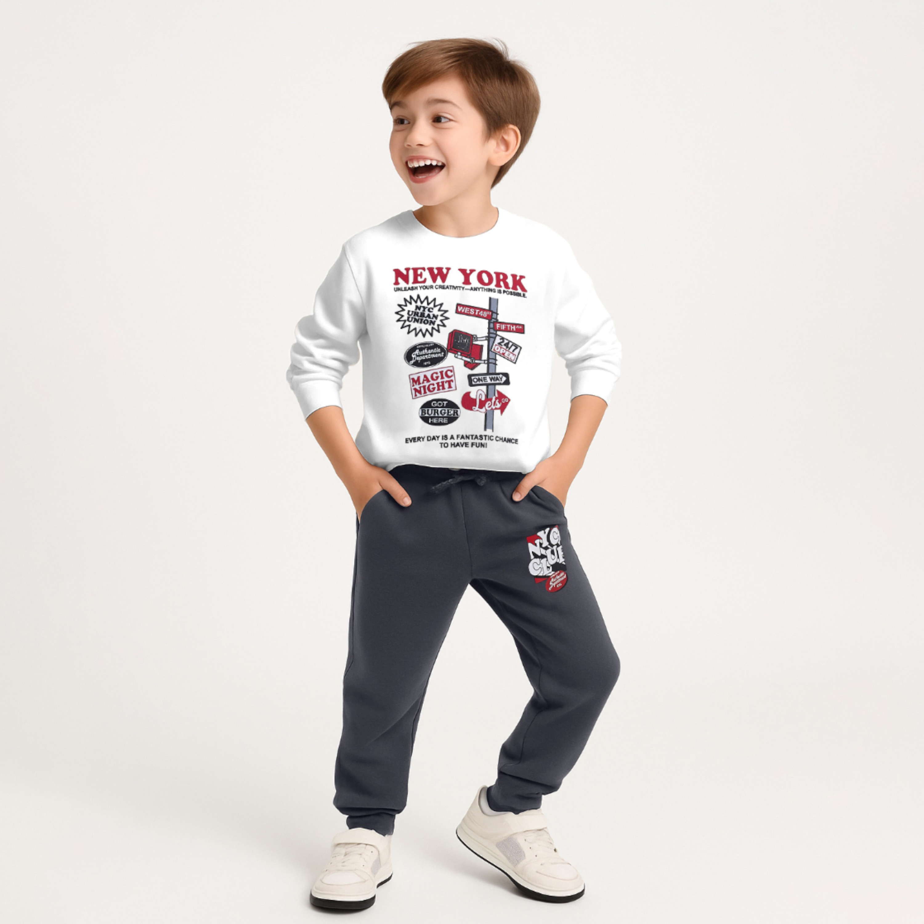 Victor and Jane 2-Piece Cozy Fleece Printed Sweatshirt & Jogger Sets-boys-clothing-setsandcoords-image-2